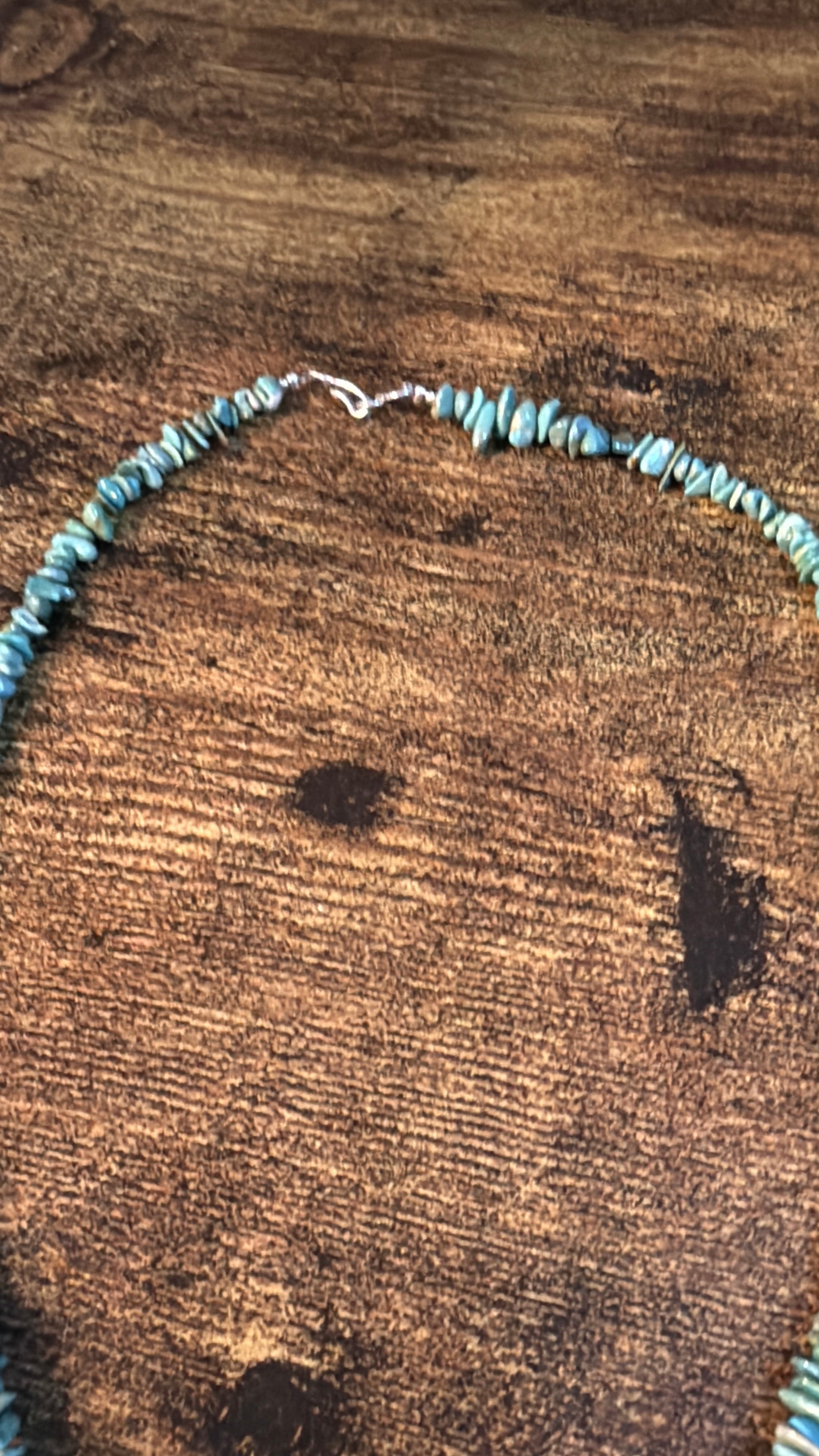 Kingman Turquoise Gemstone Naja Chip Necklace Sterling Silver 16 Inch Wild West Boho