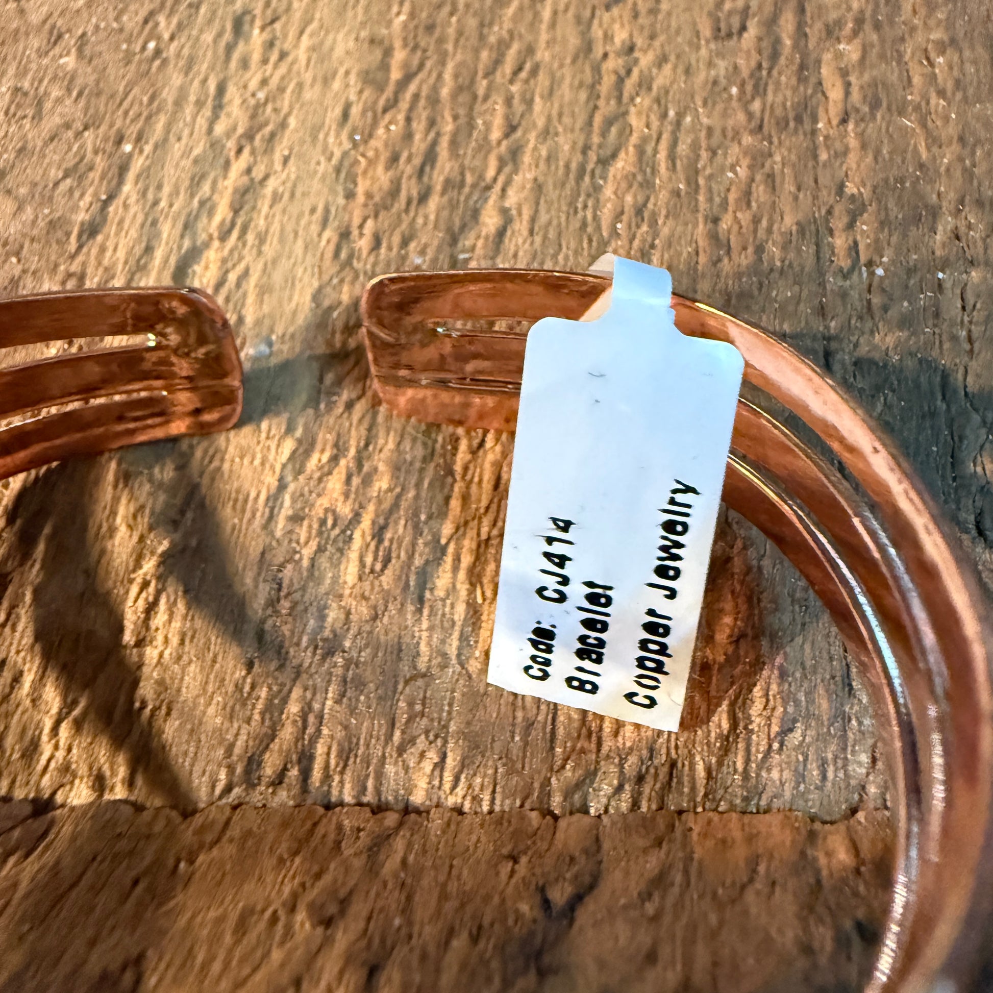 Bluebird Azurite Heart Gemstone Wide Cuff Bangle in Genuine Copper Wild West Boho