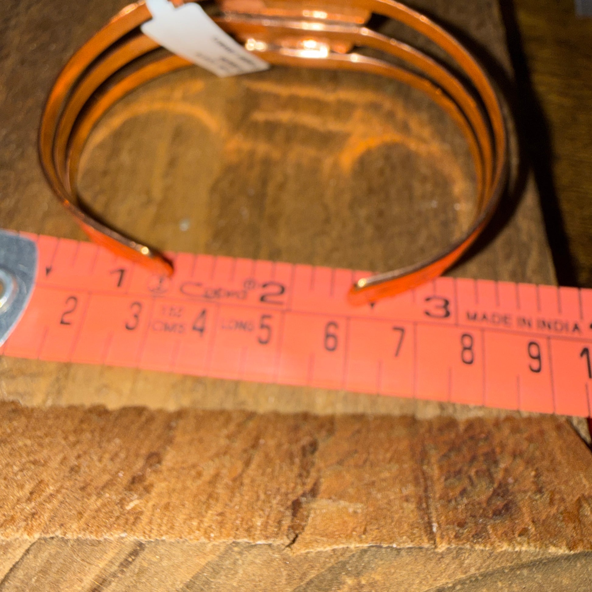 Bluebird Azurite Heart Gemstone Wide Cuff Bangle in Genuine Copper Wild West Boho