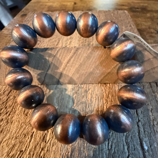 Desert Pearls Beads Stretch Bracelet 12mm in Genuine Copper Wild West Boho