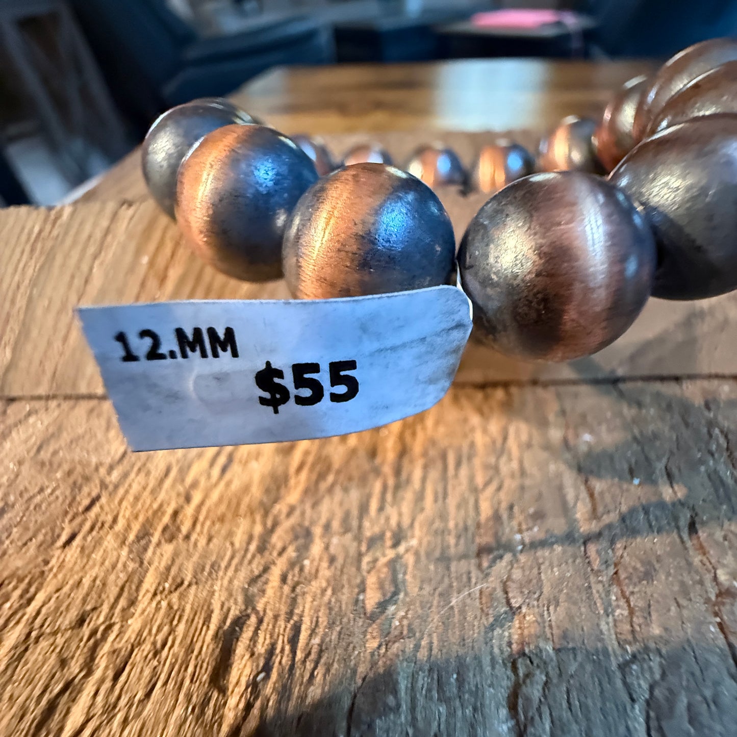 Desert Pearls Beads Stretch Bracelet 12mm in Genuine Copper Wild West Boho