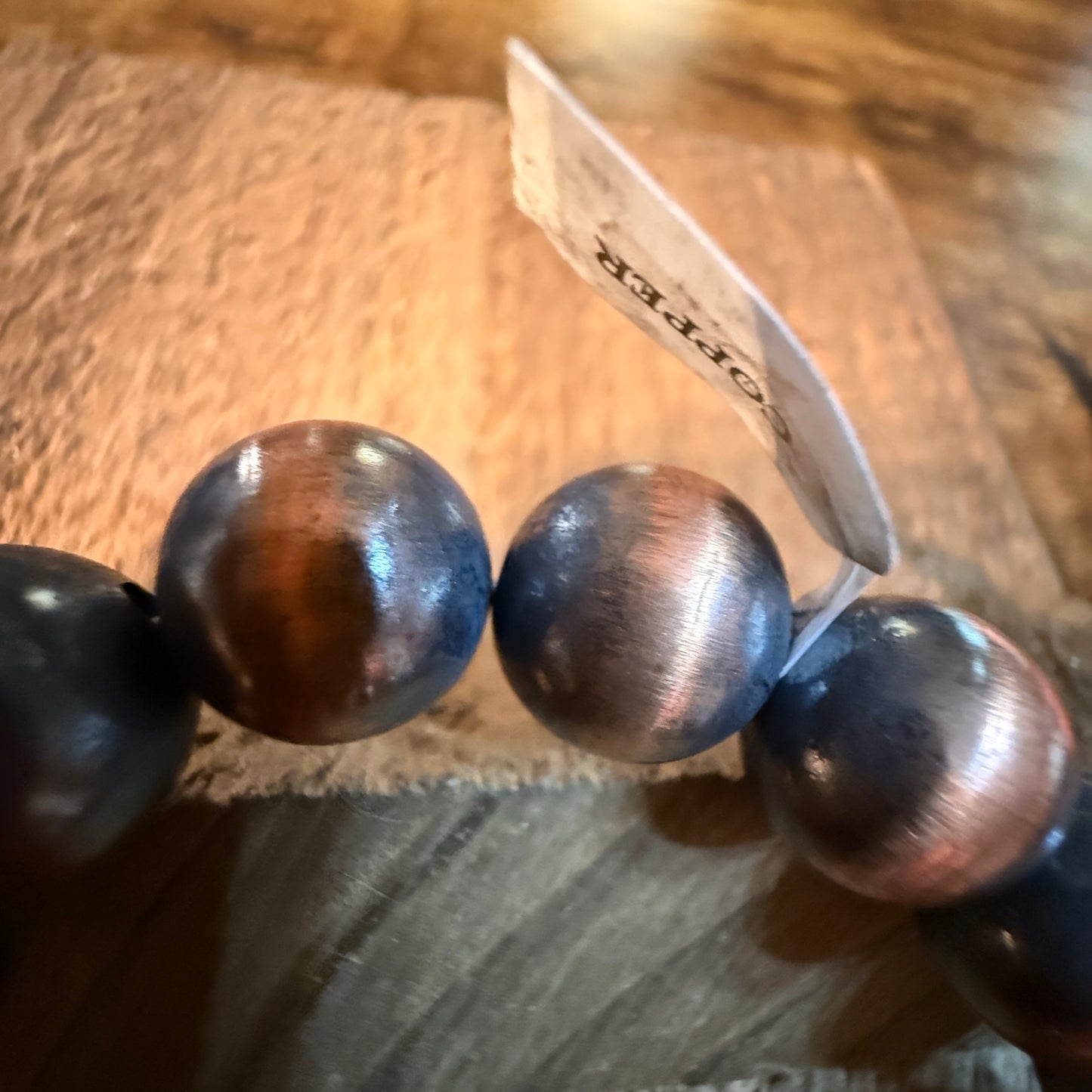 Desert Pearls Beads Stretch Bracelet 12mm in Genuine Copper Wild West Boho