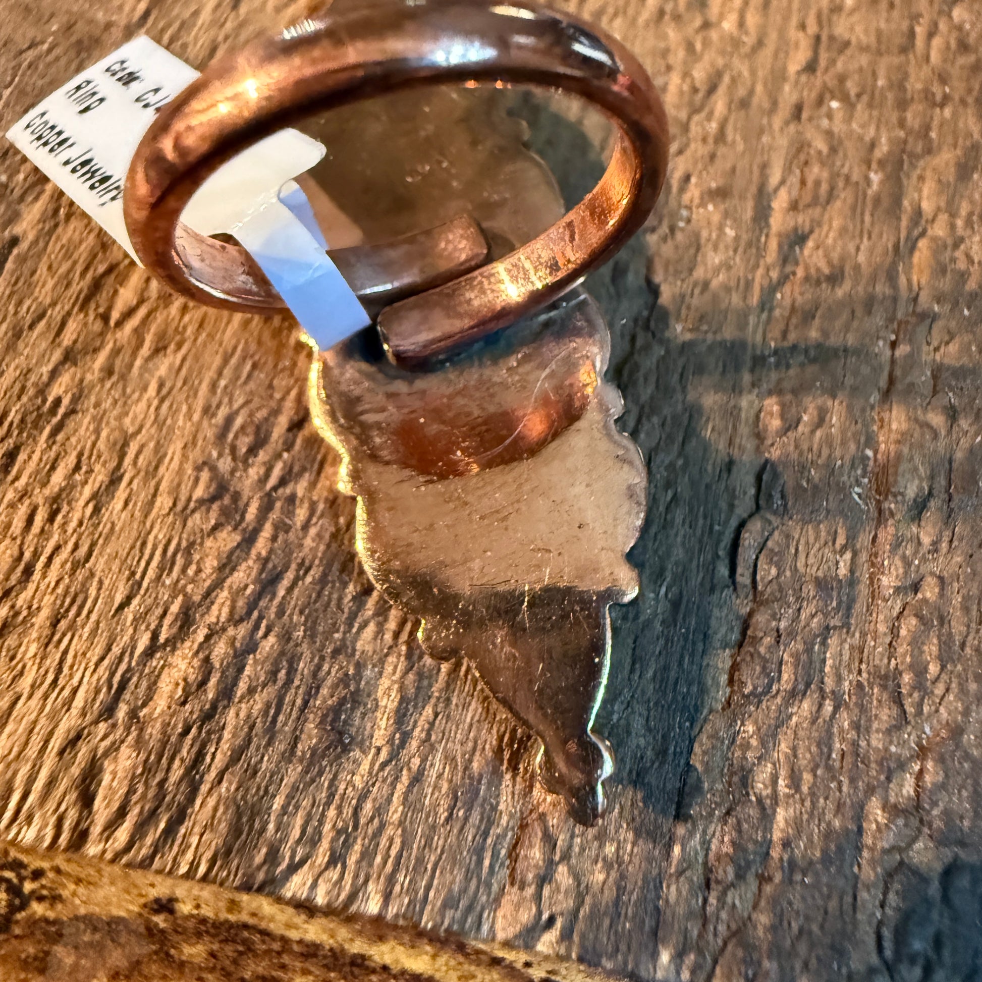 Mohave Turquoise Gemstone 2 Inch Statement Ring in Genuine Copper Wild West Boho