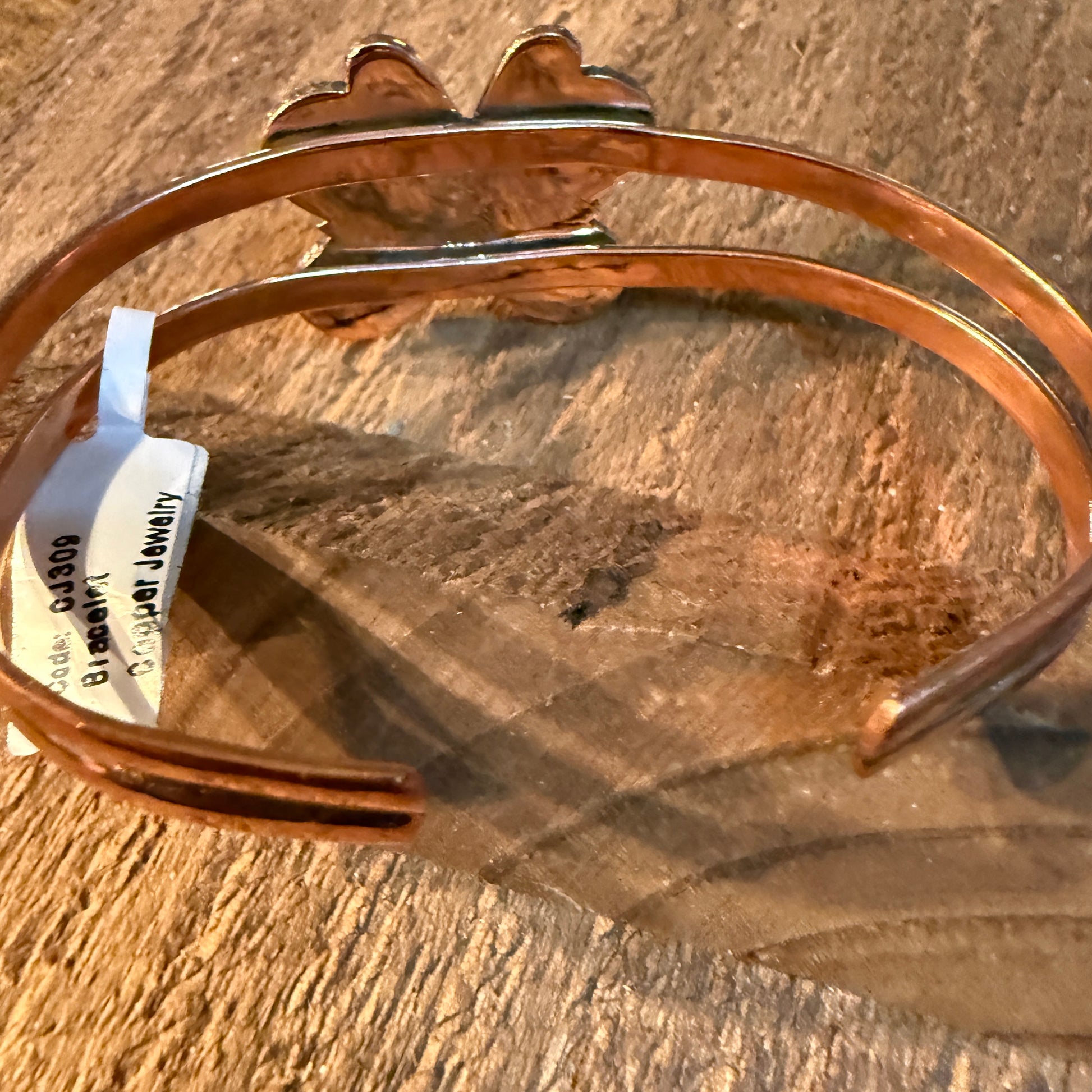 Wild Horse Butterfly Gemstone Wide Cuff Bangle in Genuine Copper Wild West Boho