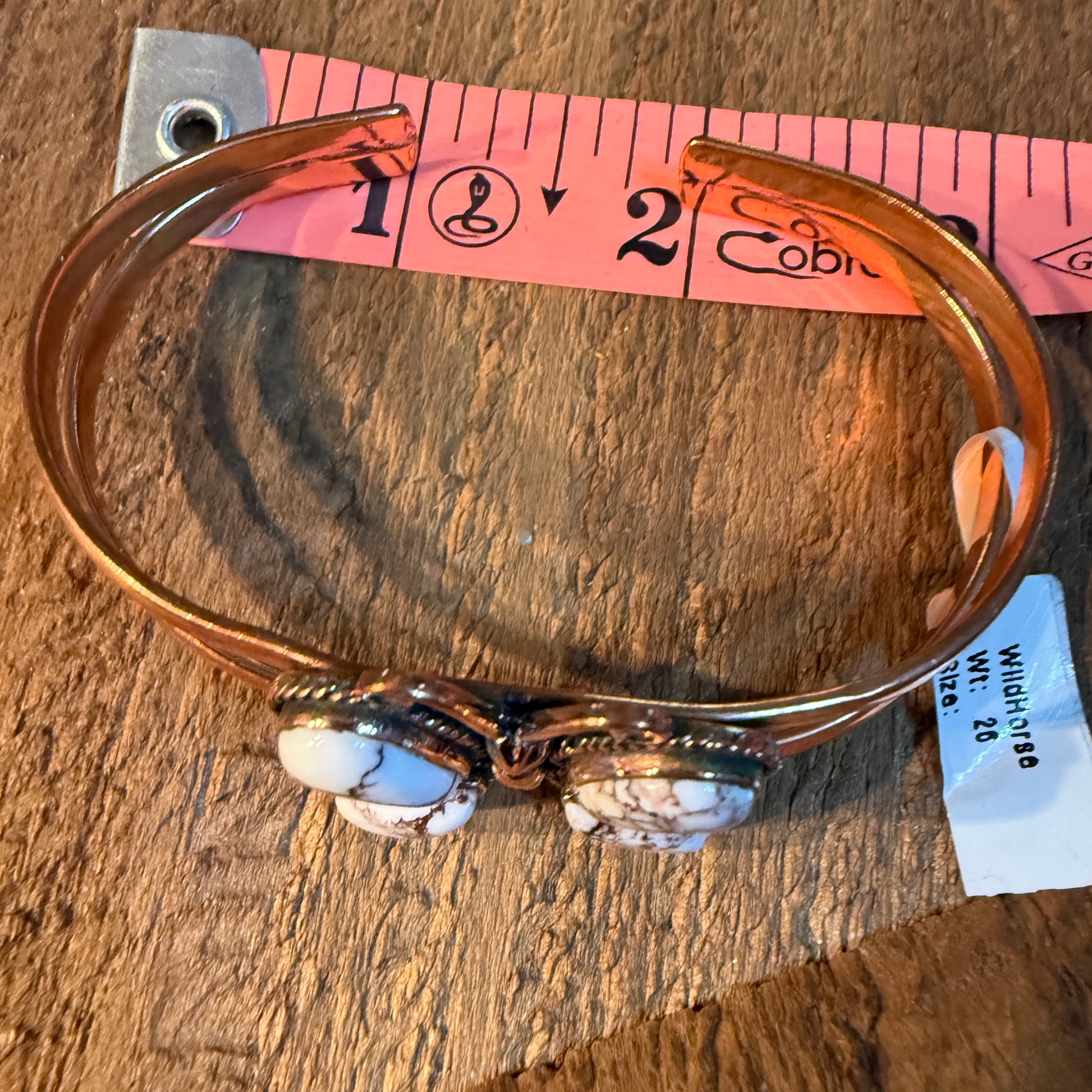 Wild Horse Butterfly Gemstone Wide Cuff Bangle in Genuine Copper Wild West Boho