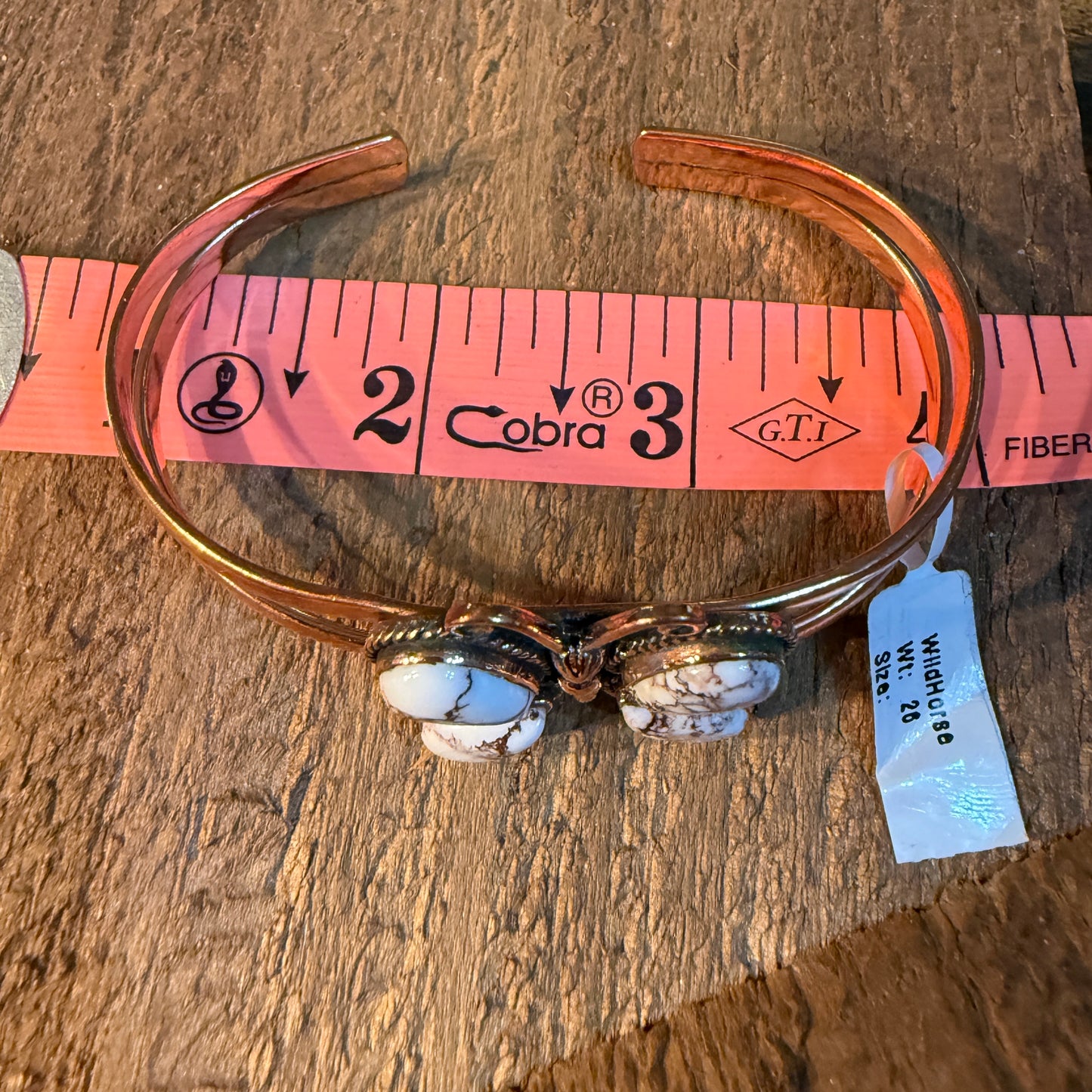 Wild Horse Butterfly Gemstone Wide Cuff Bangle in Genuine Copper Wild West Boho
