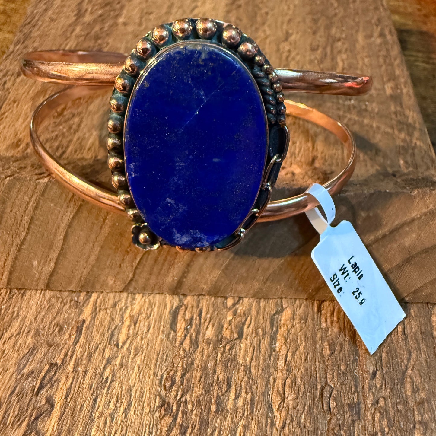 Lapas Gemstone Wide Cuff Bangle in Genuine Copper Wild West Boho