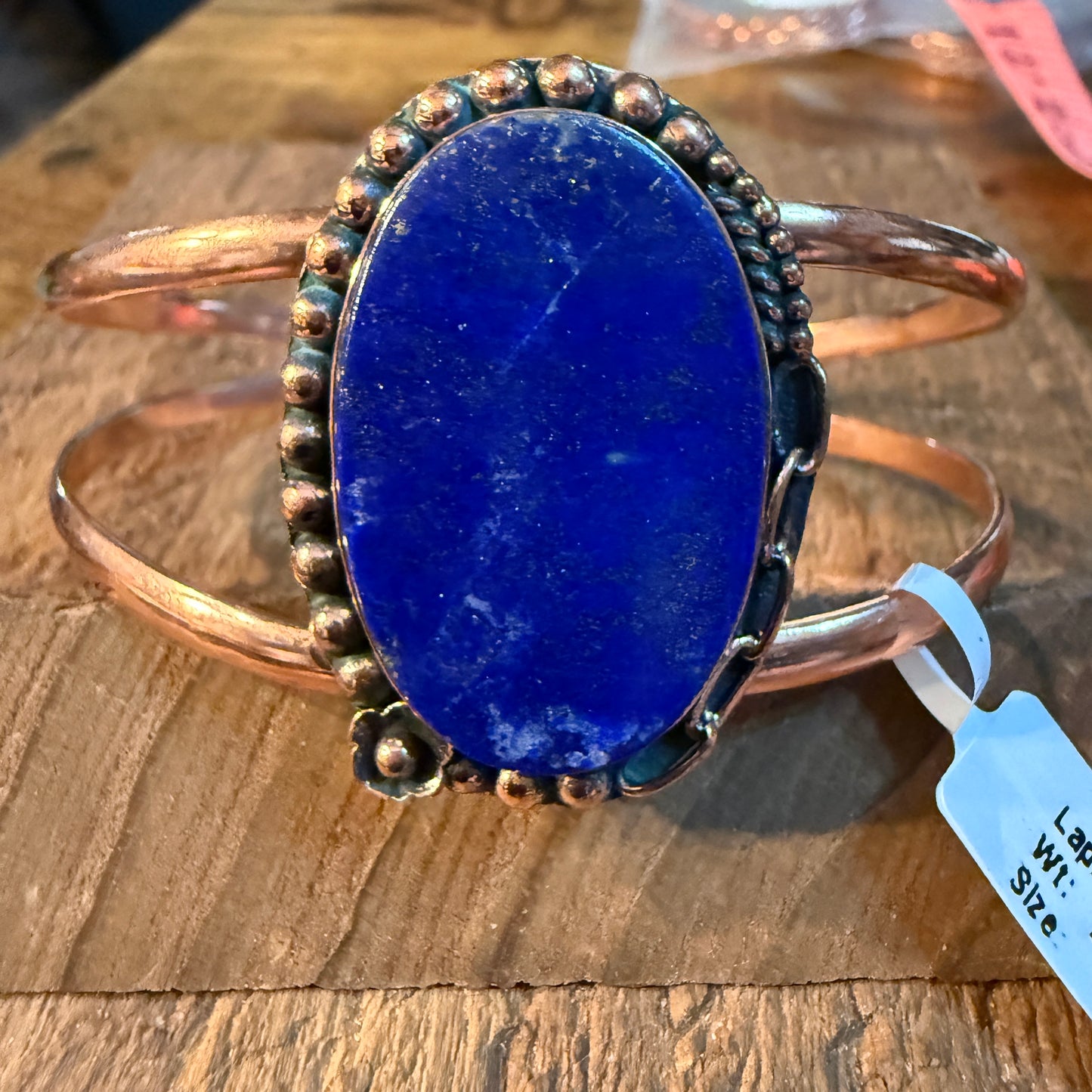 Lapas Gemstone Wide Cuff Bangle in Genuine Copper Wild West Boho