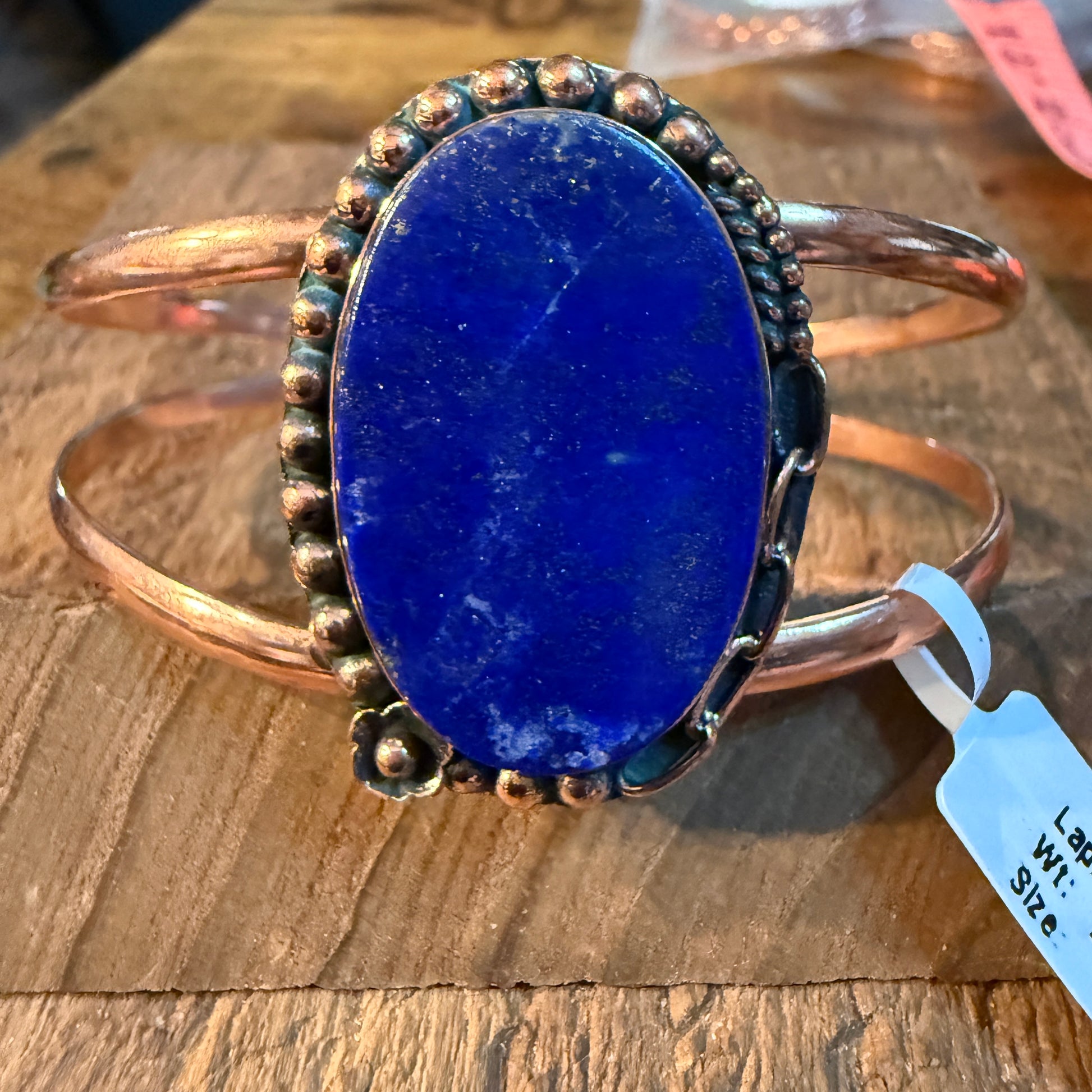 Lapas Gemstone Wide Cuff Bangle in Genuine Copper Wild West Boho
