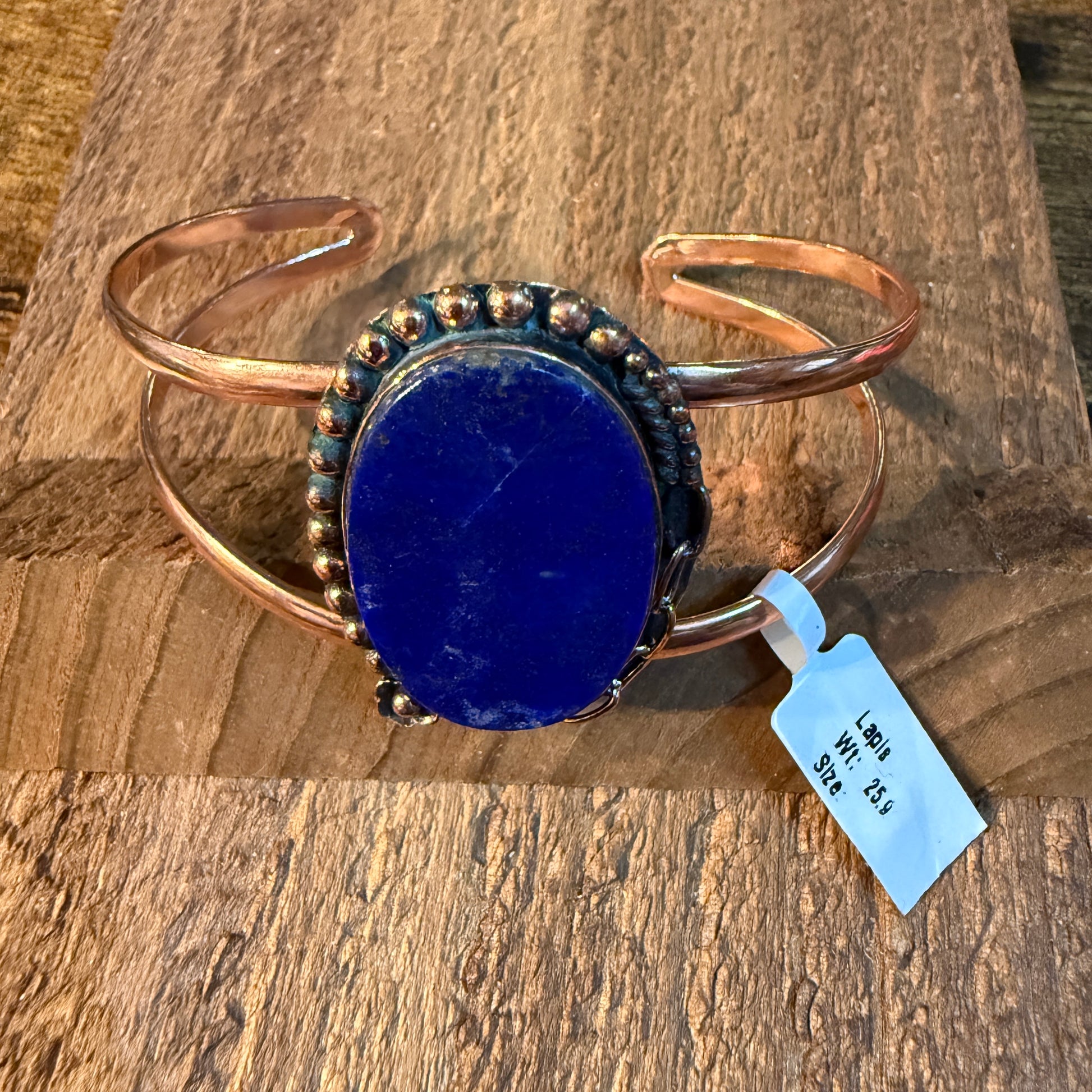 Lapas Gemstone Wide Cuff Bangle in Genuine Copper Wild West Boho