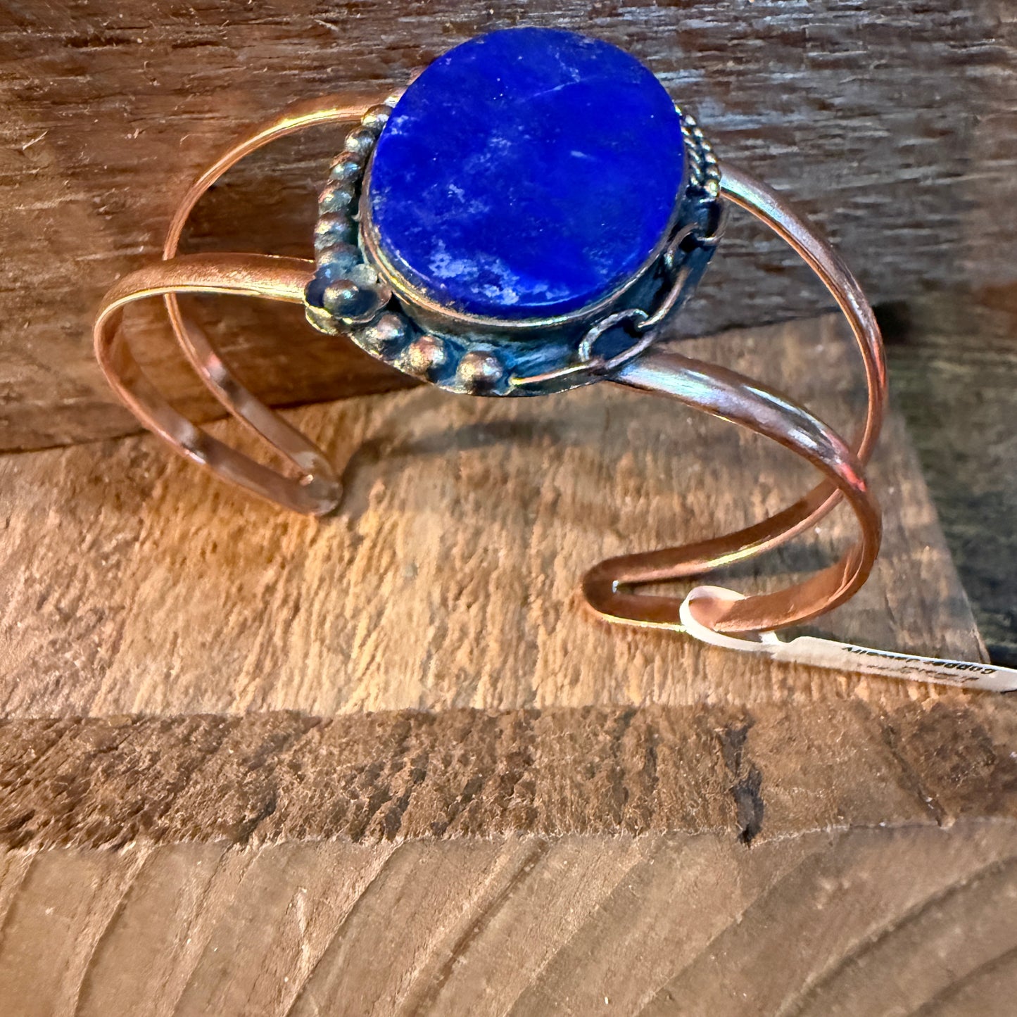 Lapas Gemstone Wide Cuff Bangle in Genuine Copper Wild West Boho