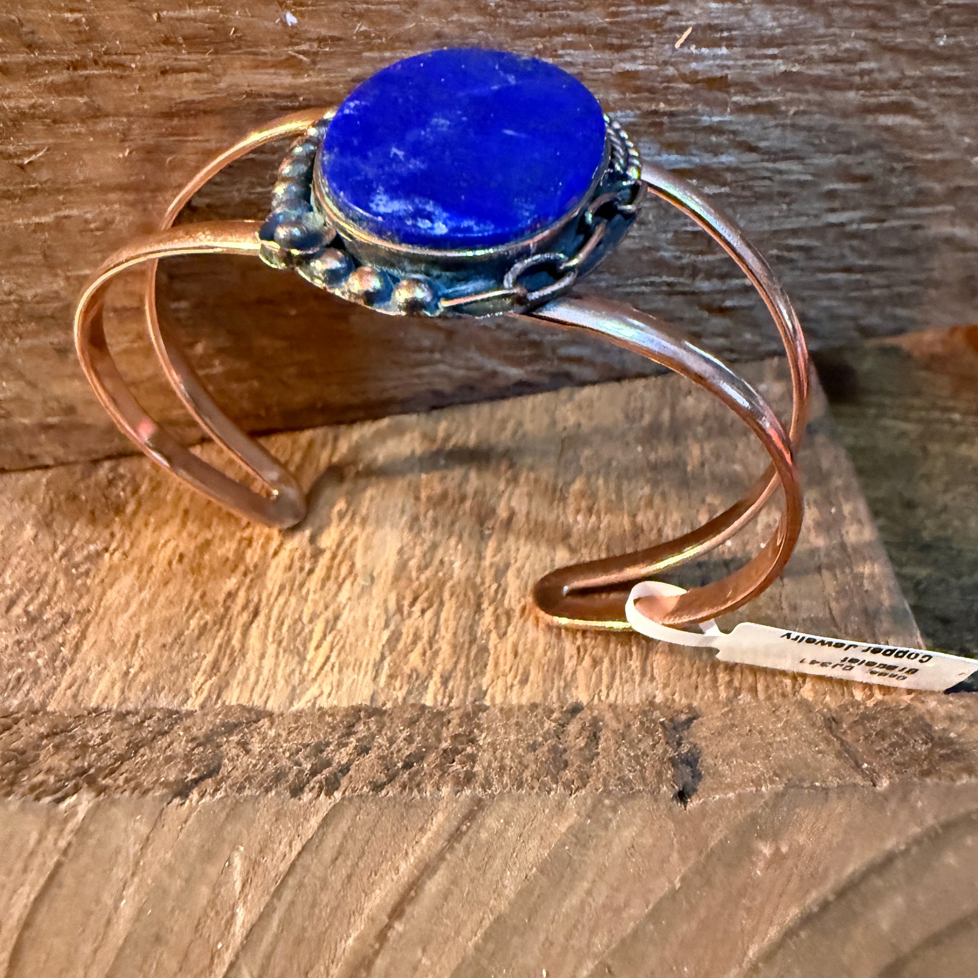 Lapas Gemstone Wide Cuff Bangle in Genuine Copper Wild West Boho