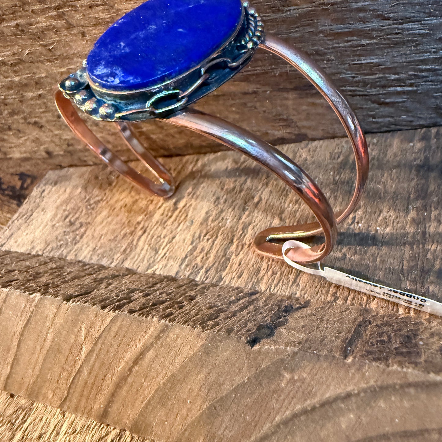 Lapas Gemstone Wide Cuff Bangle in Genuine Copper Wild West Boho