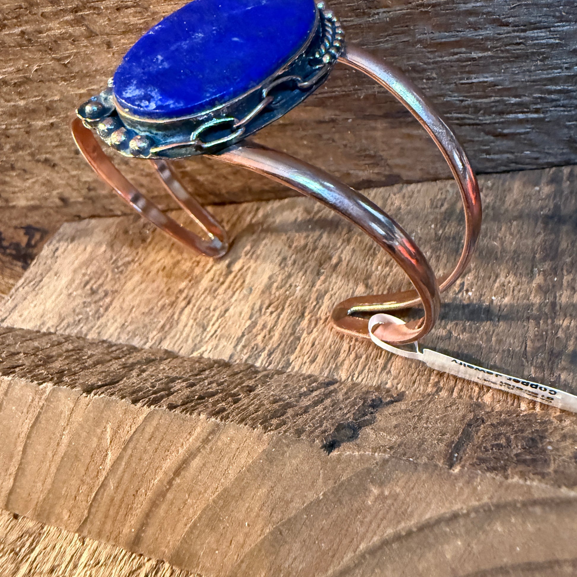 Lapas Gemstone Wide Cuff Bangle in Genuine Copper Wild West Boho