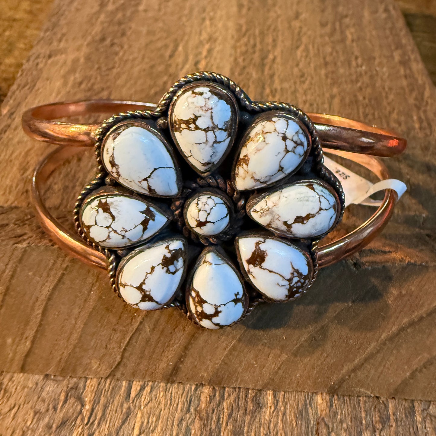 Wild Horse Turquoise Gemstone Wide Cuff Bangle in Genuine Copper WildWestboho