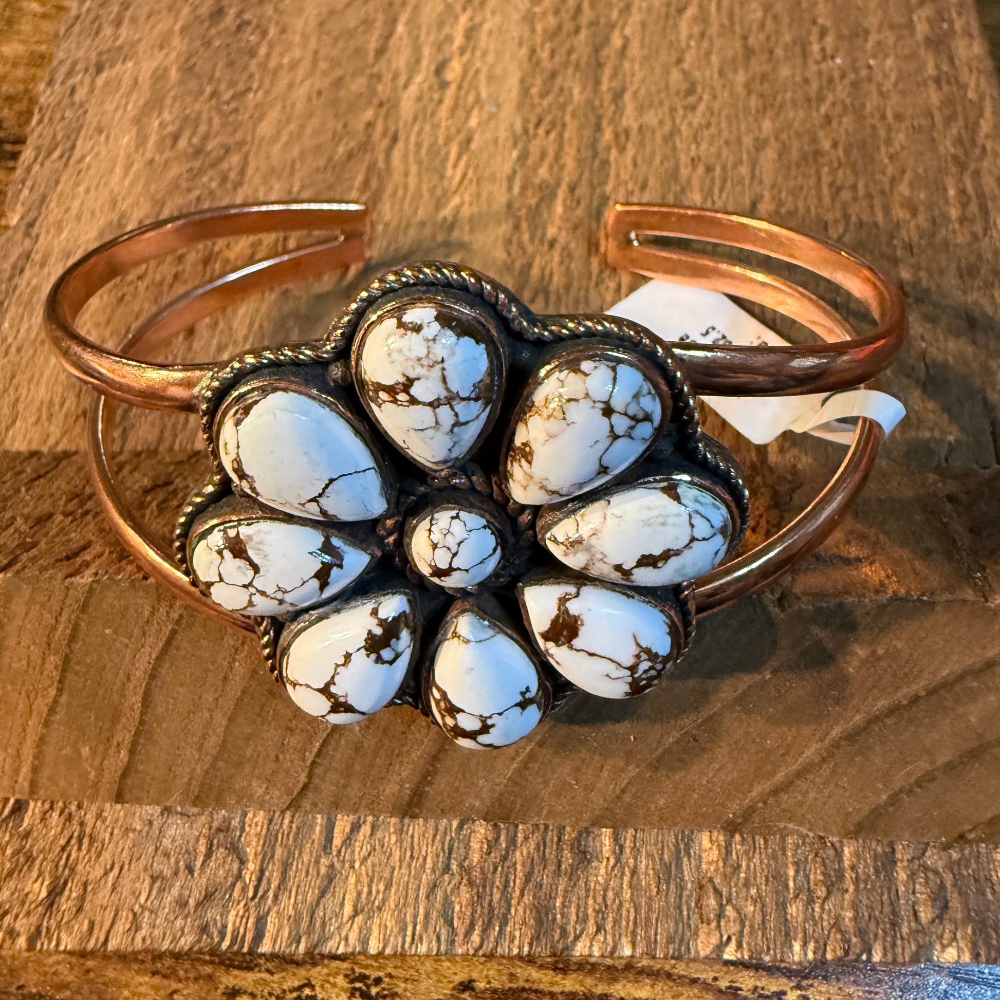 Wild Horse Turquoise Gemstone Wide Cuff Bangle in Genuine Copper WildWestboho
