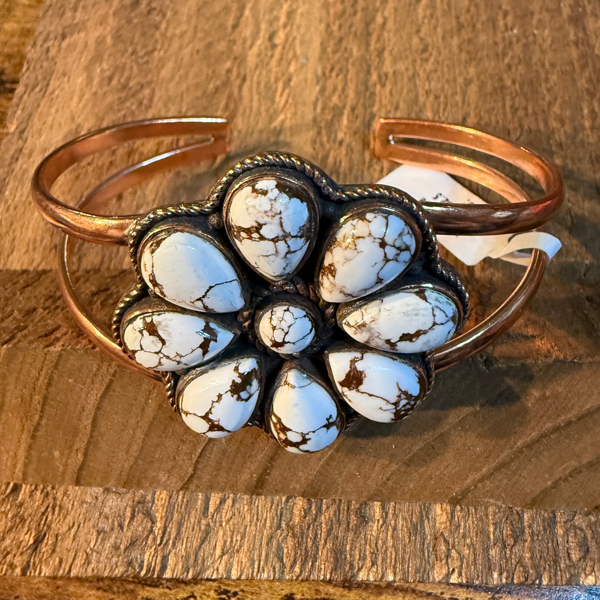 Wild Horse Turquoise Gemstone Wide Cuff Bangle in Genuine Copper WildWestboho