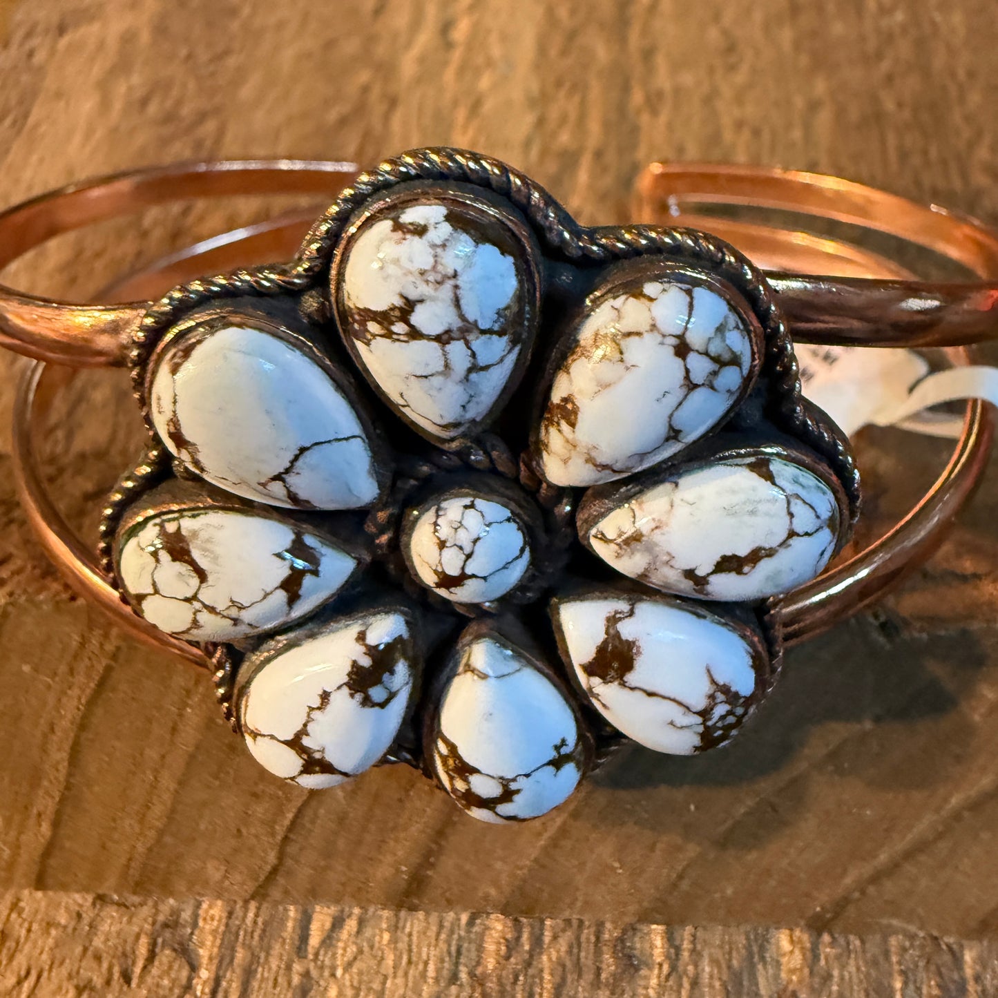 Wild Horse Turquoise Gemstone Wide Cuff Bangle in Genuine Copper WildWestboho