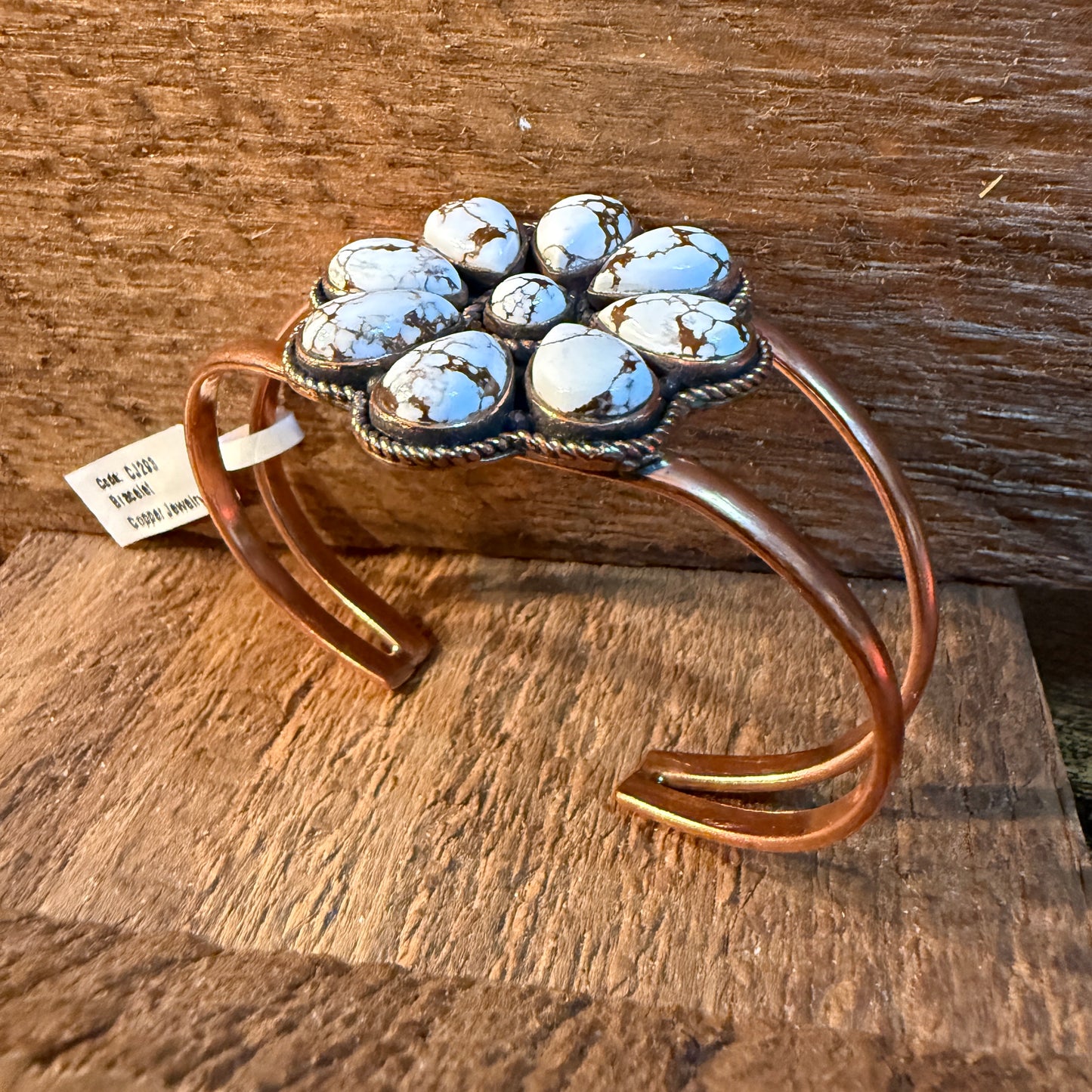 Wild Horse Turquoise Gemstone Wide Cuff Bangle in Genuine Copper WildWestboho