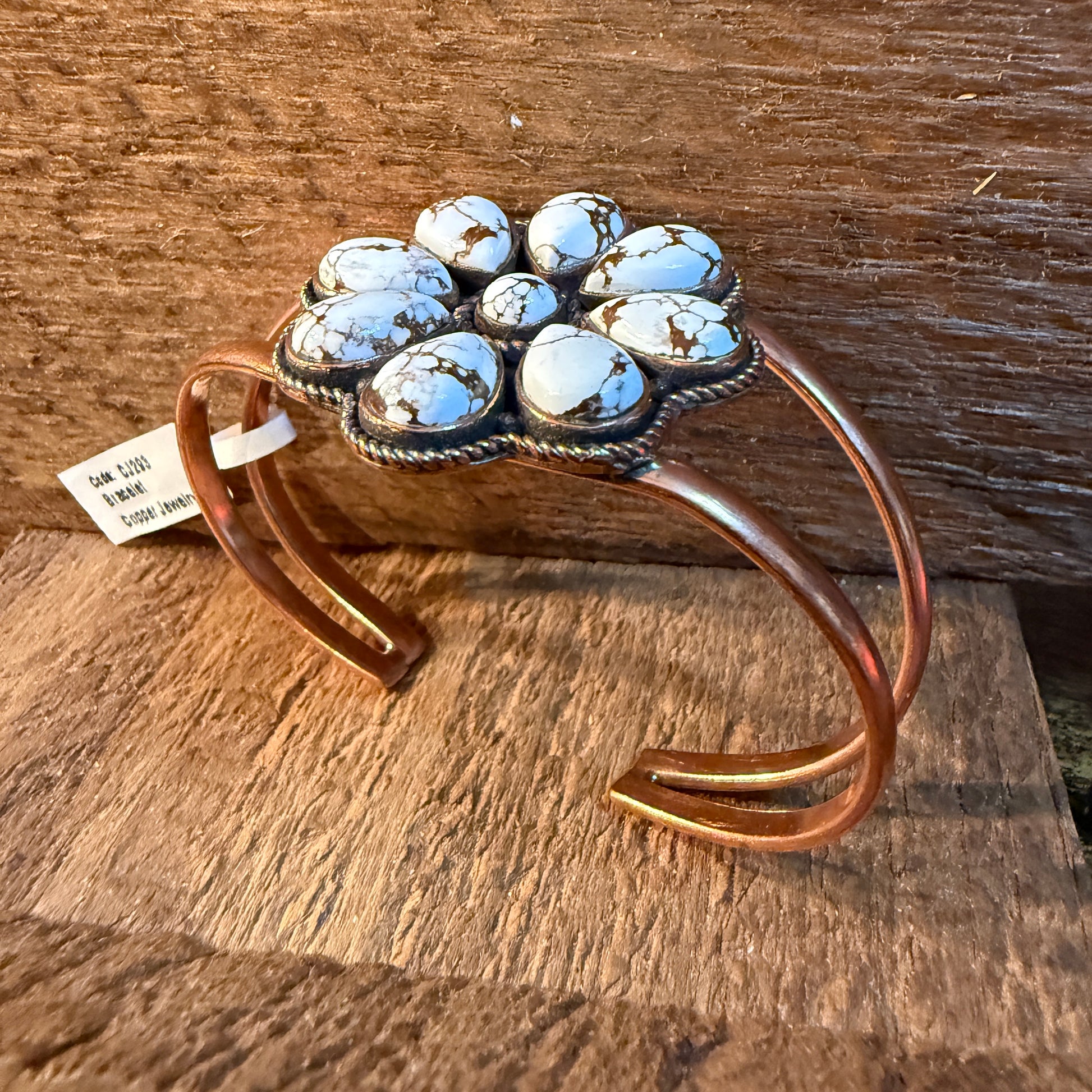 Wild Horse Turquoise Gemstone Wide Cuff Bangle in Genuine Copper WildWestboho