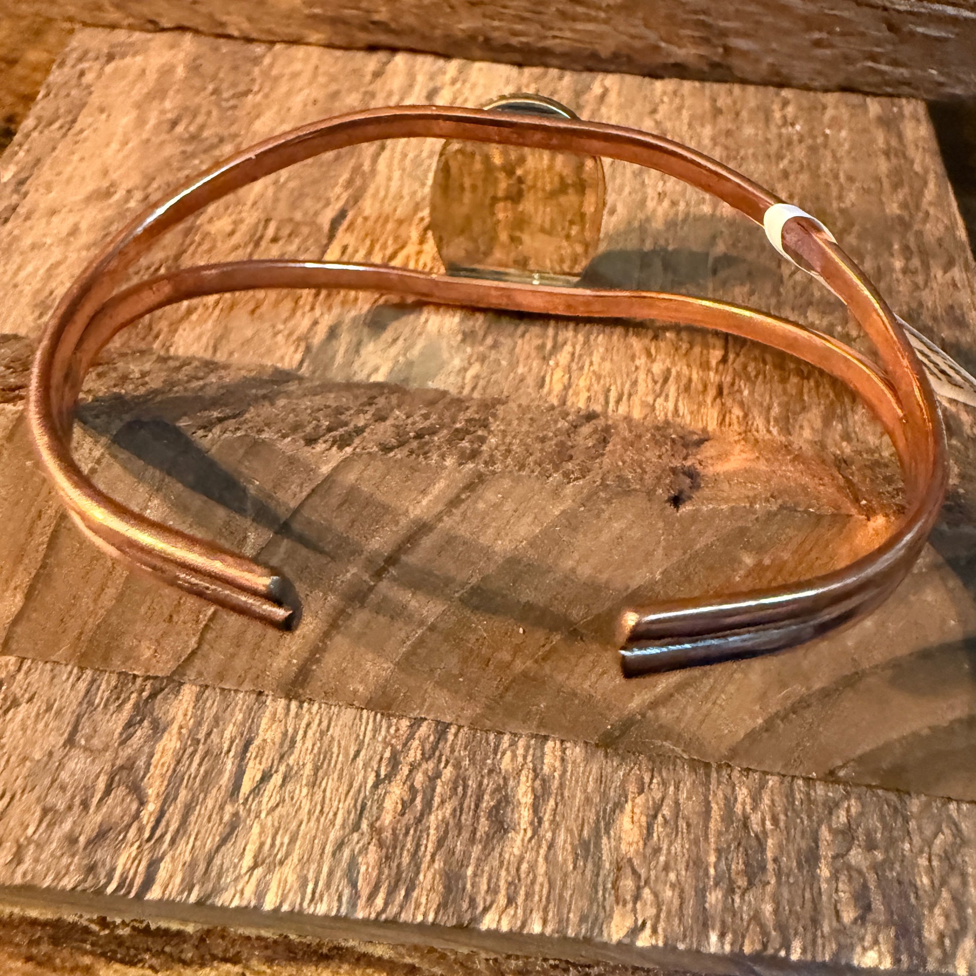 Arizona Turquoise Gemstone Wide Cuff Bangle in Genuine Copper Wild West Boho