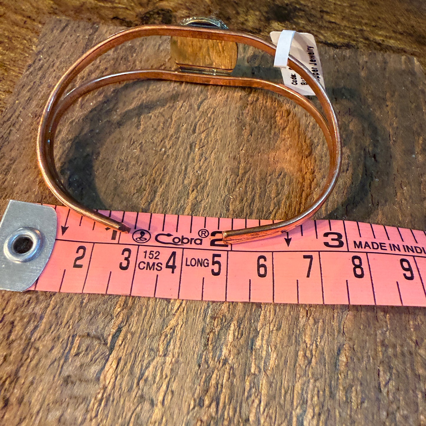 Arizona Turquoise Gemstone Wide Cuff Bangle in Genuine Copper Wild West Boho