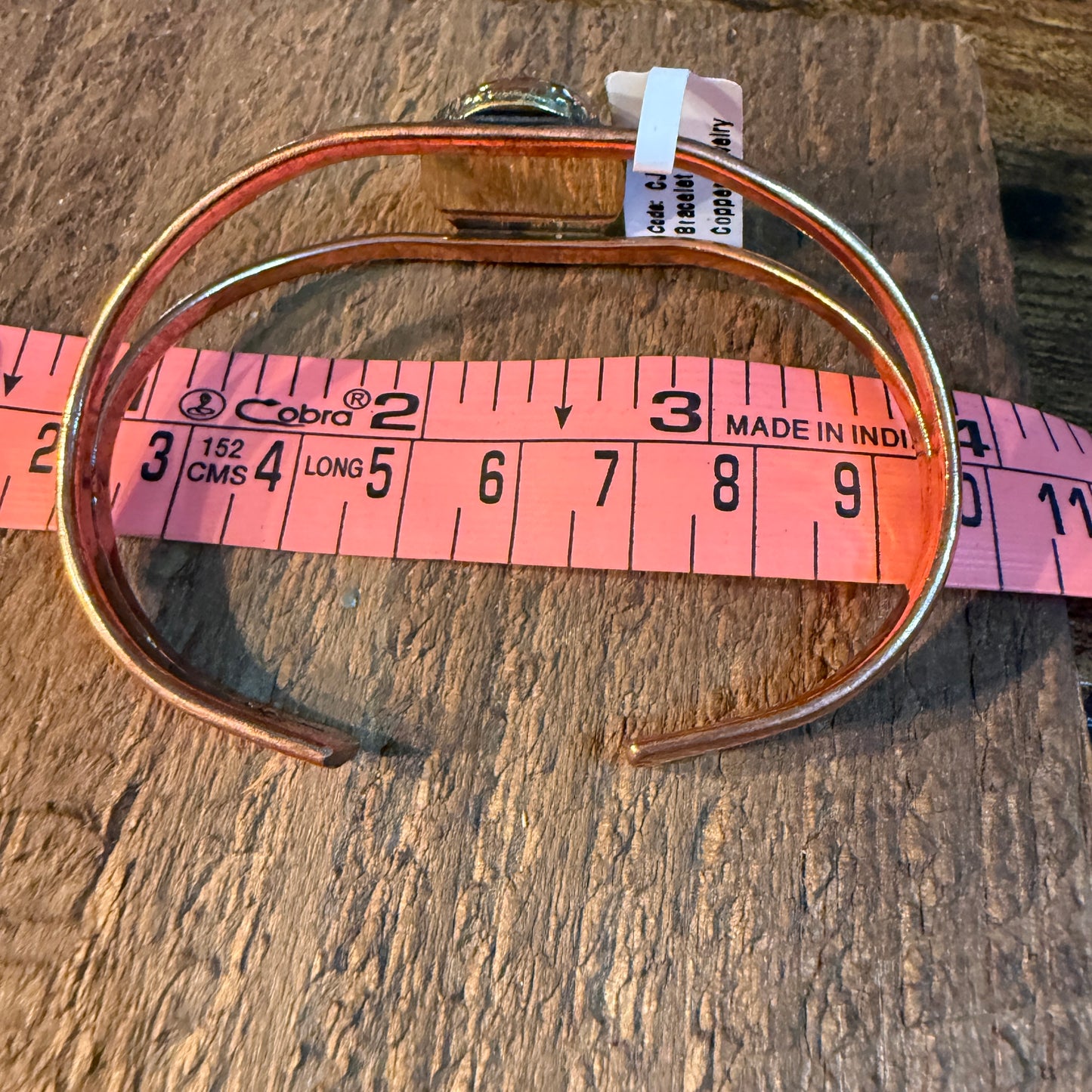 Arizona Turquoise Gemstone Wide Cuff Bangle in Genuine Copper Wild West Boho