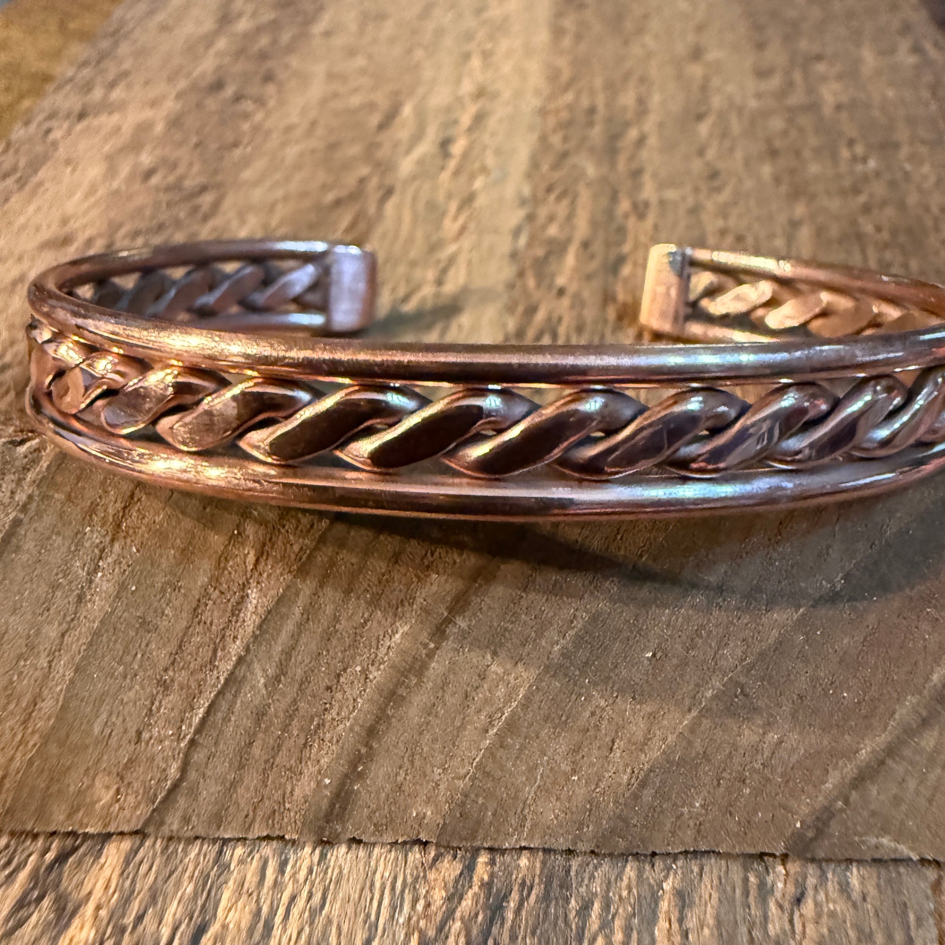 Genuine Copper Cuff Flex Bangle Bracelet Wild West Boho
