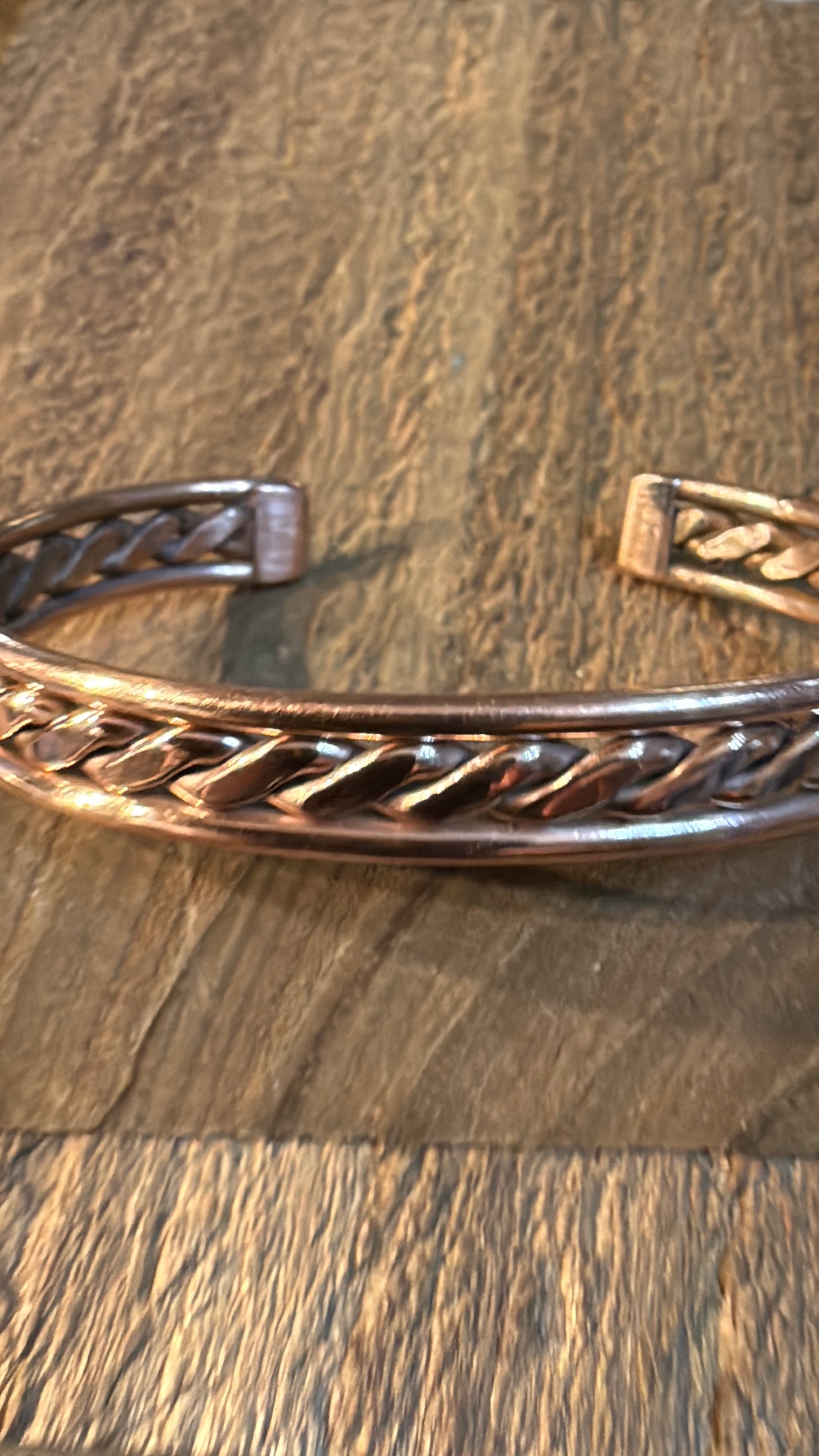 Genuine Copper Cuff Flex Bangle Bracelet Wild West Boho
