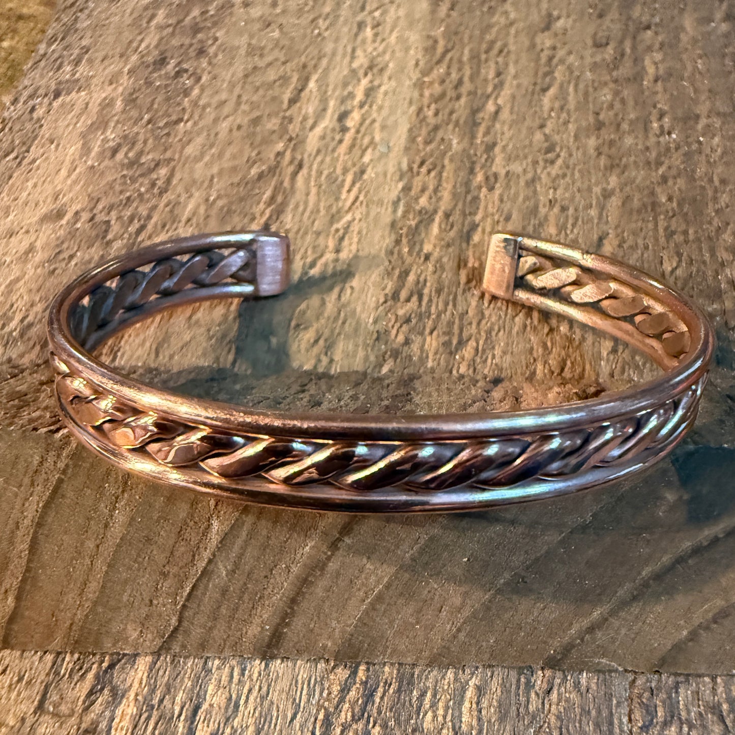 Genuine Copper Cuff Flex Bangle Bracelet Wild West Boho