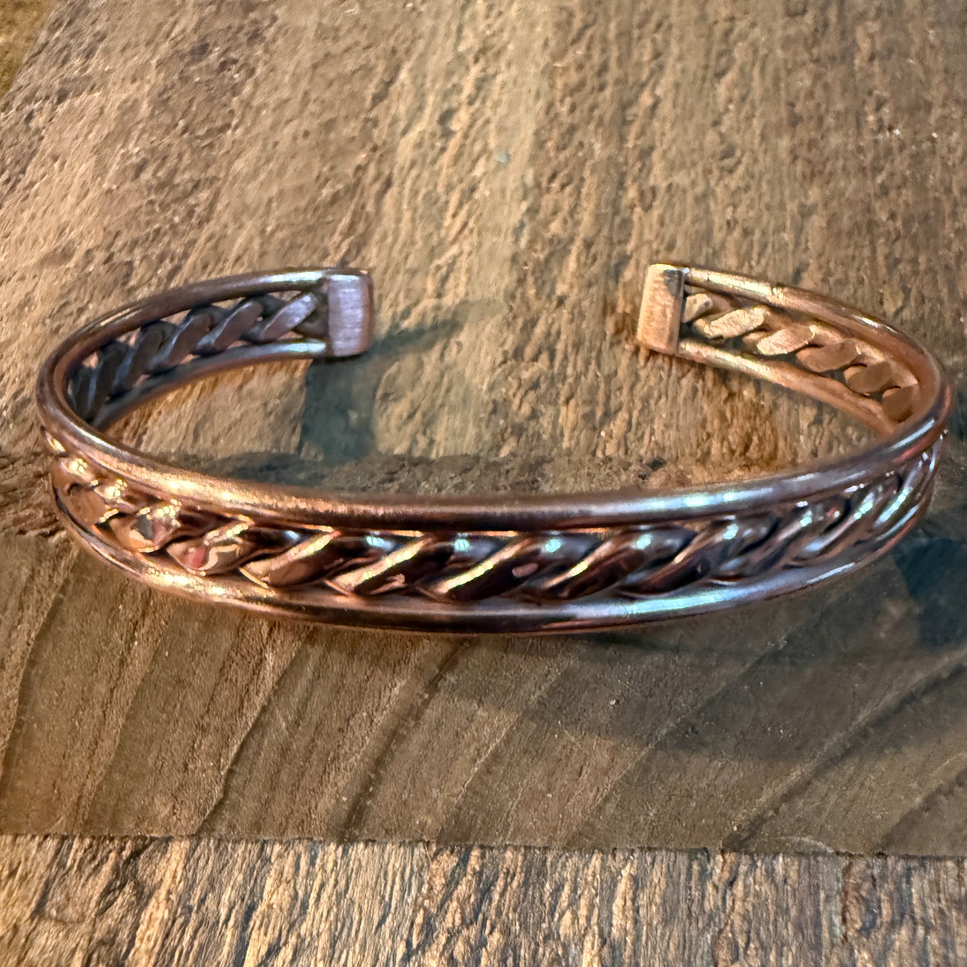 Genuine Copper Cuff Flex Bangle Bracelet Wild West Boho