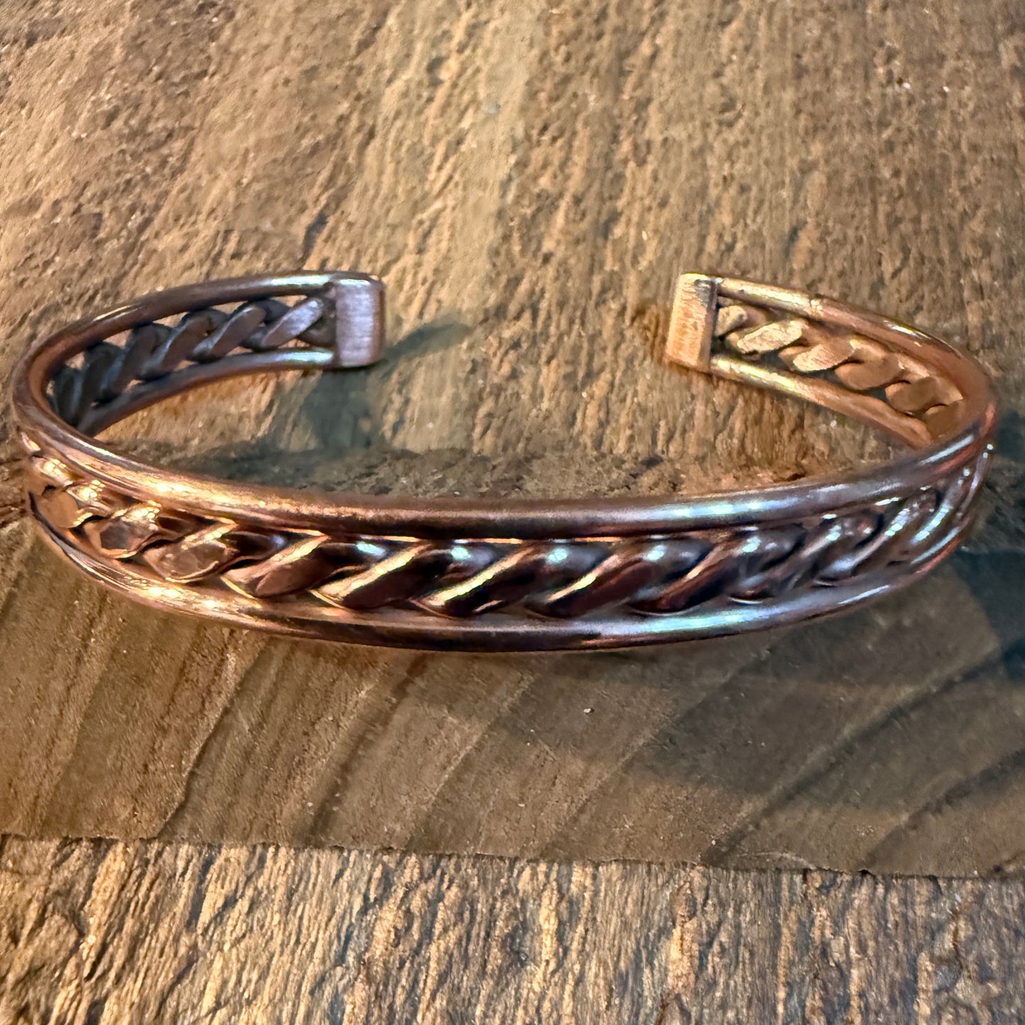 Genuine Copper Cuff Flex Bangle Bracelet Wild West Boho