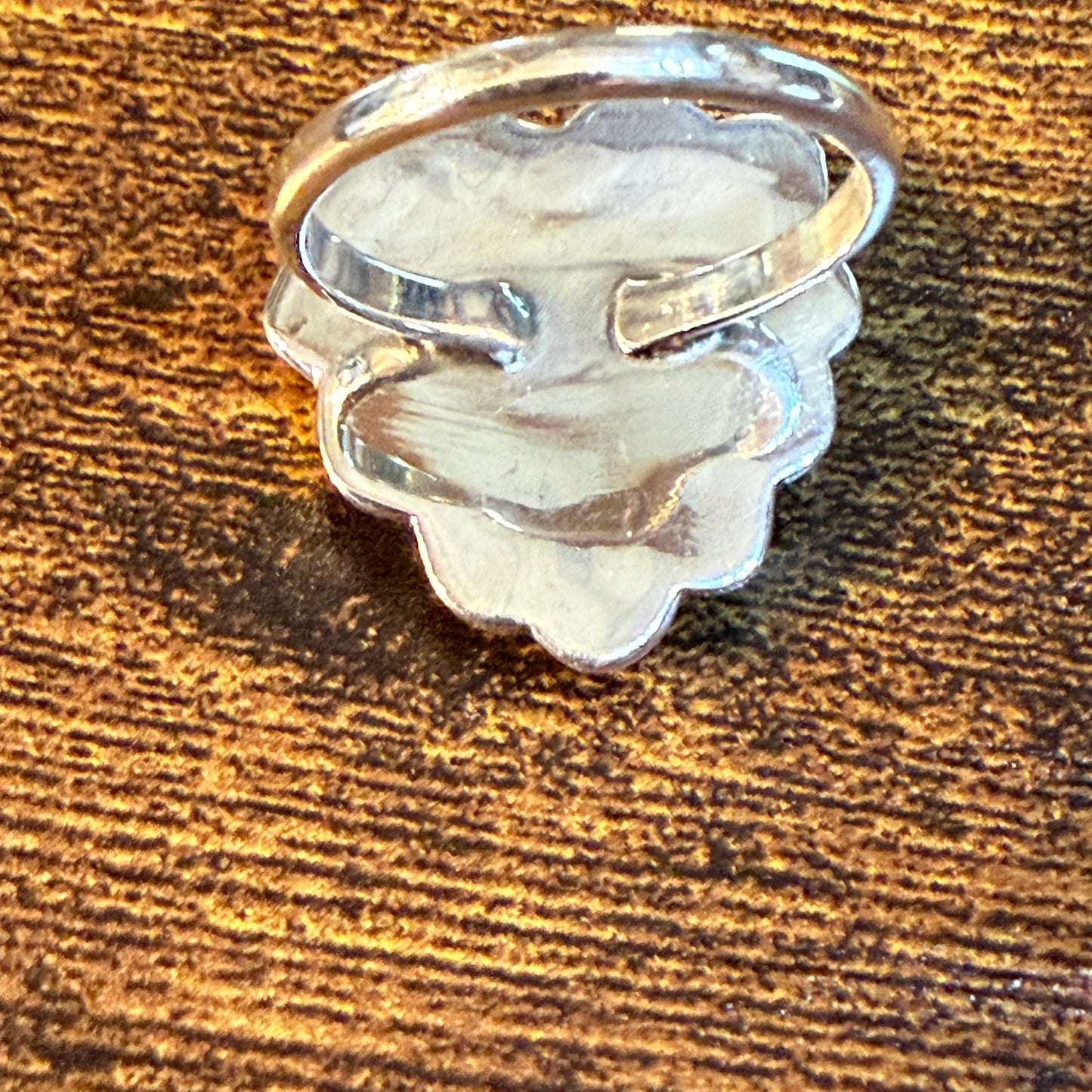 White Buffalo Turquoise Gemstone Adjustable Heart Ring in Sterling Silver Wild West Boho