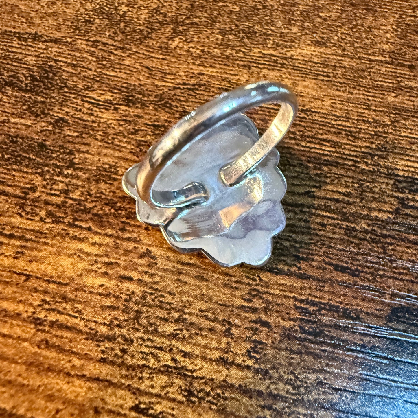 White Buffalo Turquoise Gemstone Adjustable Heart Ring in Sterling Silver Wild West Boho