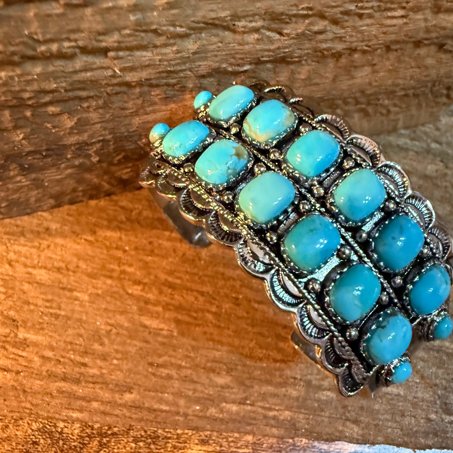 Kingman Turquoise Wide Cuff Bracelet Silver Plated WildWestBoho