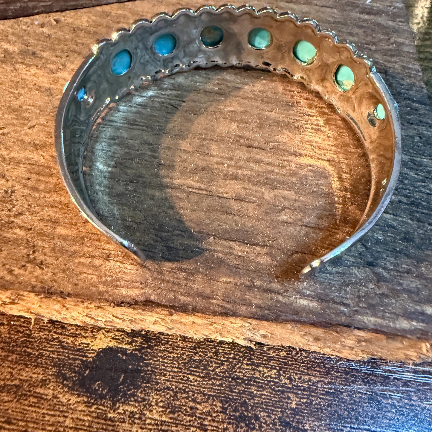 Kingman Turquoise Cuff Bangle Bracelet Silver Plated Wild West Boho