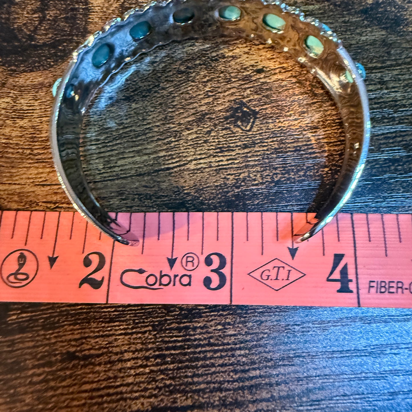 Kingman Turquoise Cuff Bangle Bracelet Silver Plated Wild West Boho