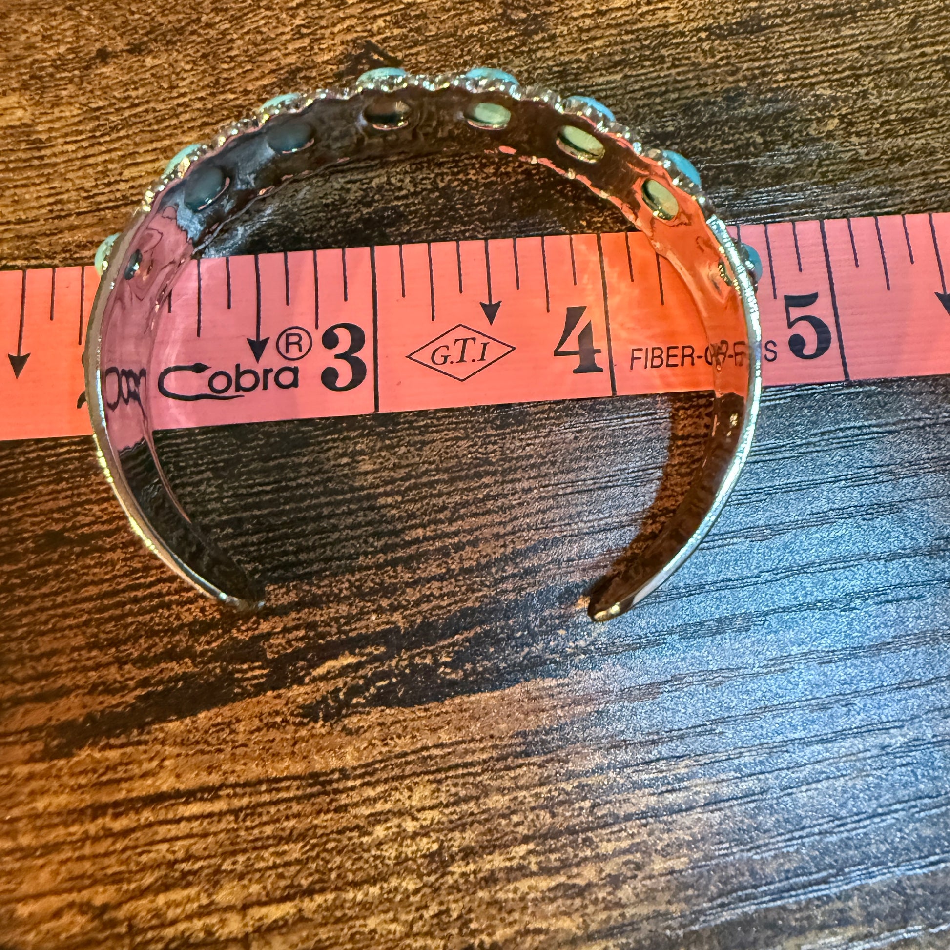 Kingman Turquoise Cuff Bangle Bracelet Silver Plated Wild West Boho