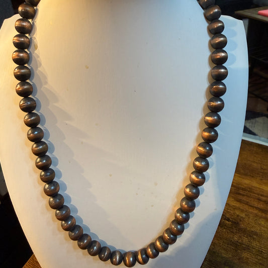 Desert Pearl Bead Necklace 22 Inch 12mm in Genuine Copper Wild West Boho