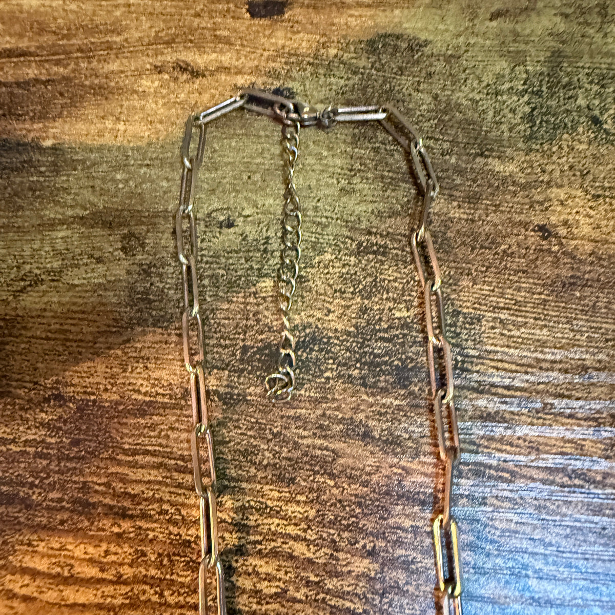 Orange Spiny Turquoise Paper Clip Chain Necklace in Genuine Copper Wild West Boho