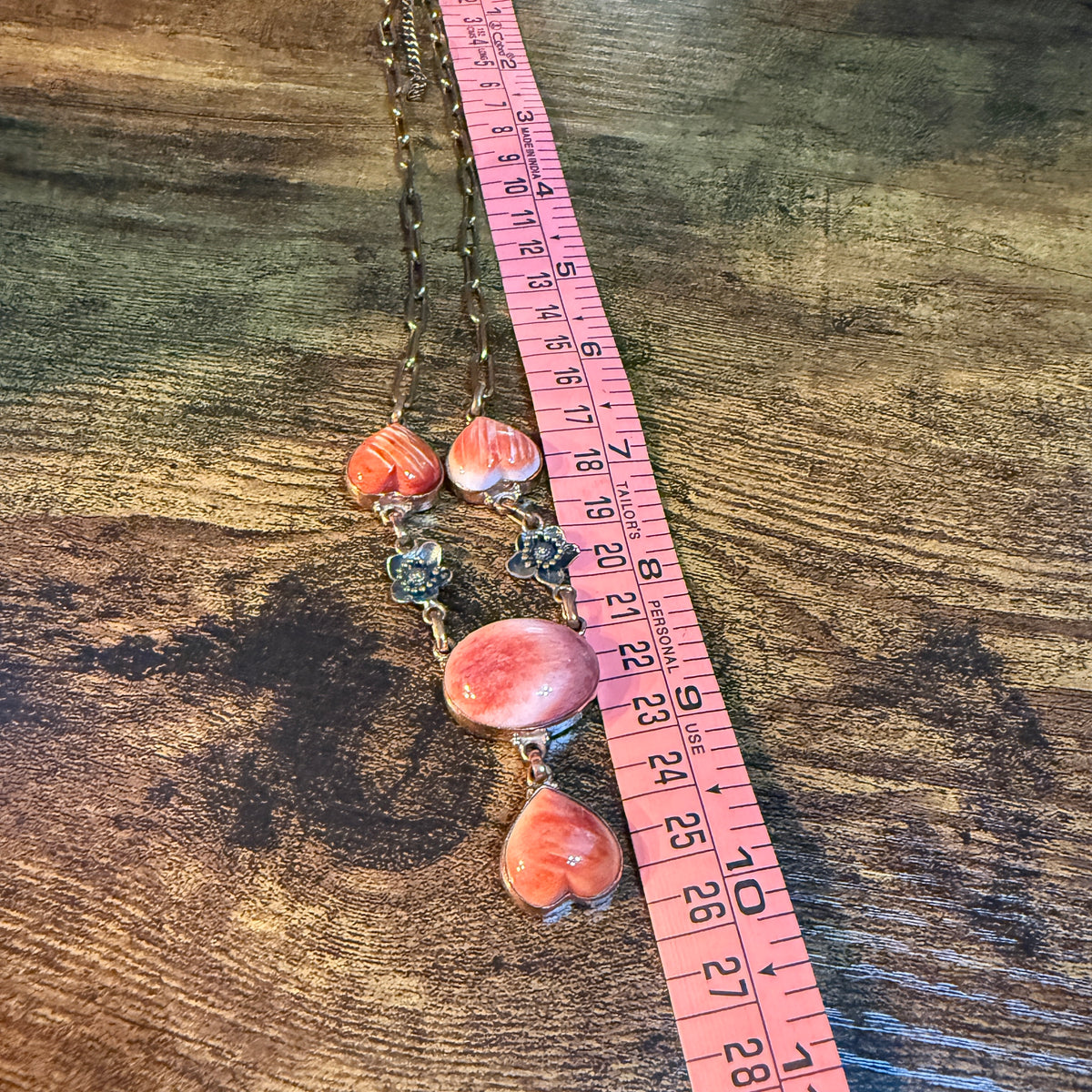 Orange Spiny Turquoise Paper Clip Chain Necklace in Genuine Copper Wild West Boho