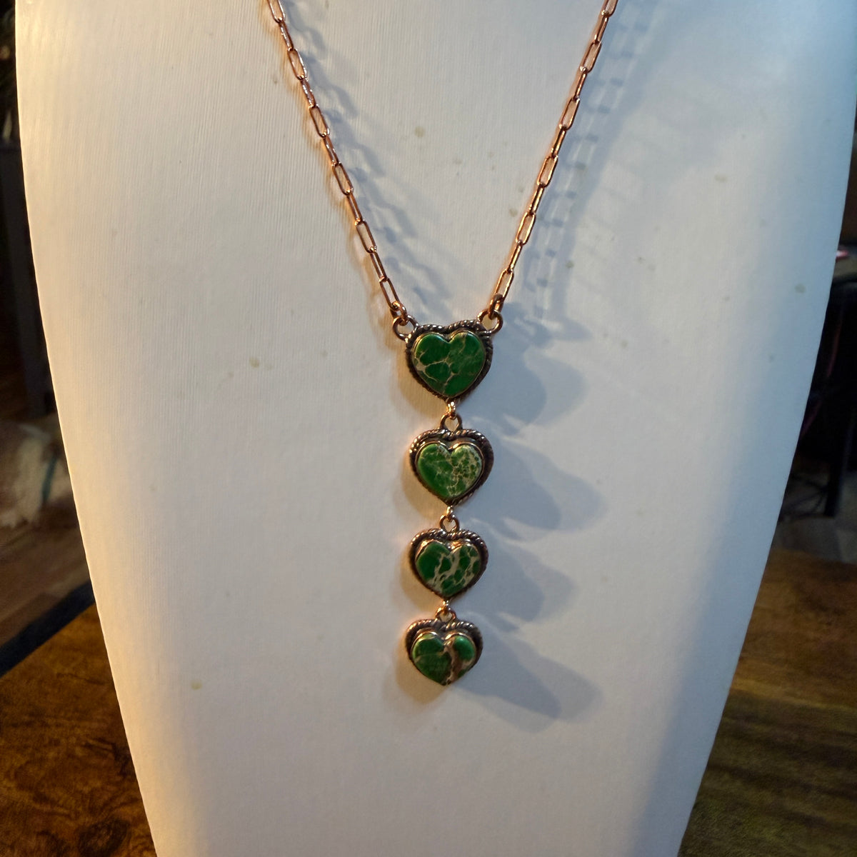 Sedament Jasper Gemstone Paper Clip Chain Necklace in Genuine Copper, 22 Inch Wild West Boho