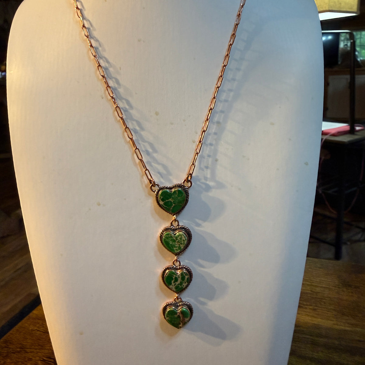 Sedament Jasper Gemstone Paper Clip Chain Necklace in Genuine Copper, 22 Inch Wild West Boho