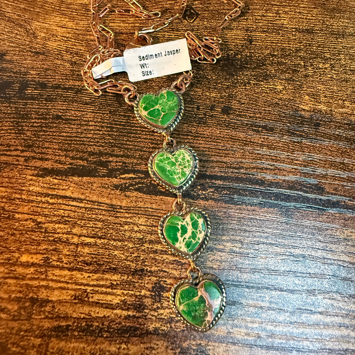 Sedament Jasper Gemstone Paper Clip Chain Necklace in Genuine Copper, 22 Inch Wild West Boho