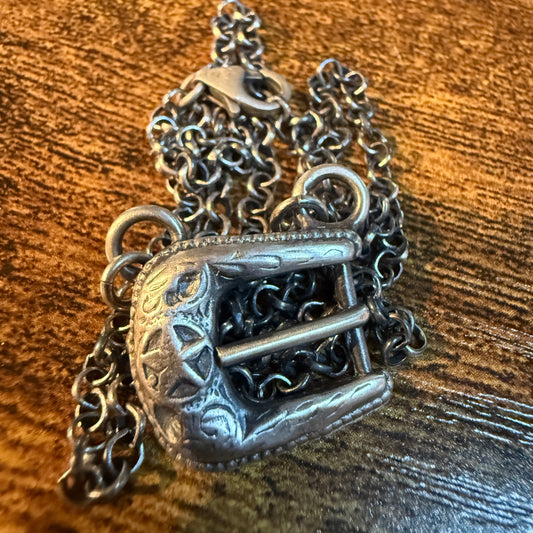 Cute Texas Star Buckle Necklace in Sterling Silver, 1 Inch Buckle Wild West Boho
