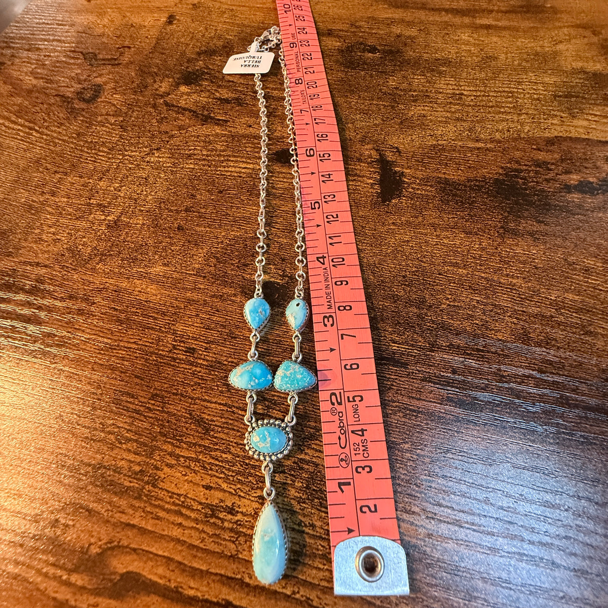 Sierra Bella Turquoise Gemstone Lariat Necklace in Sterling Silver Wild West Boho