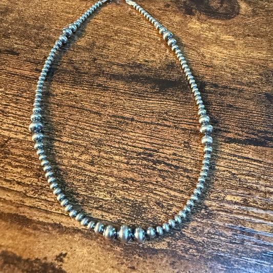 Graduated Desert Pearl Choker Necklace 3-6mm in Sterling Silver Wild West Boho