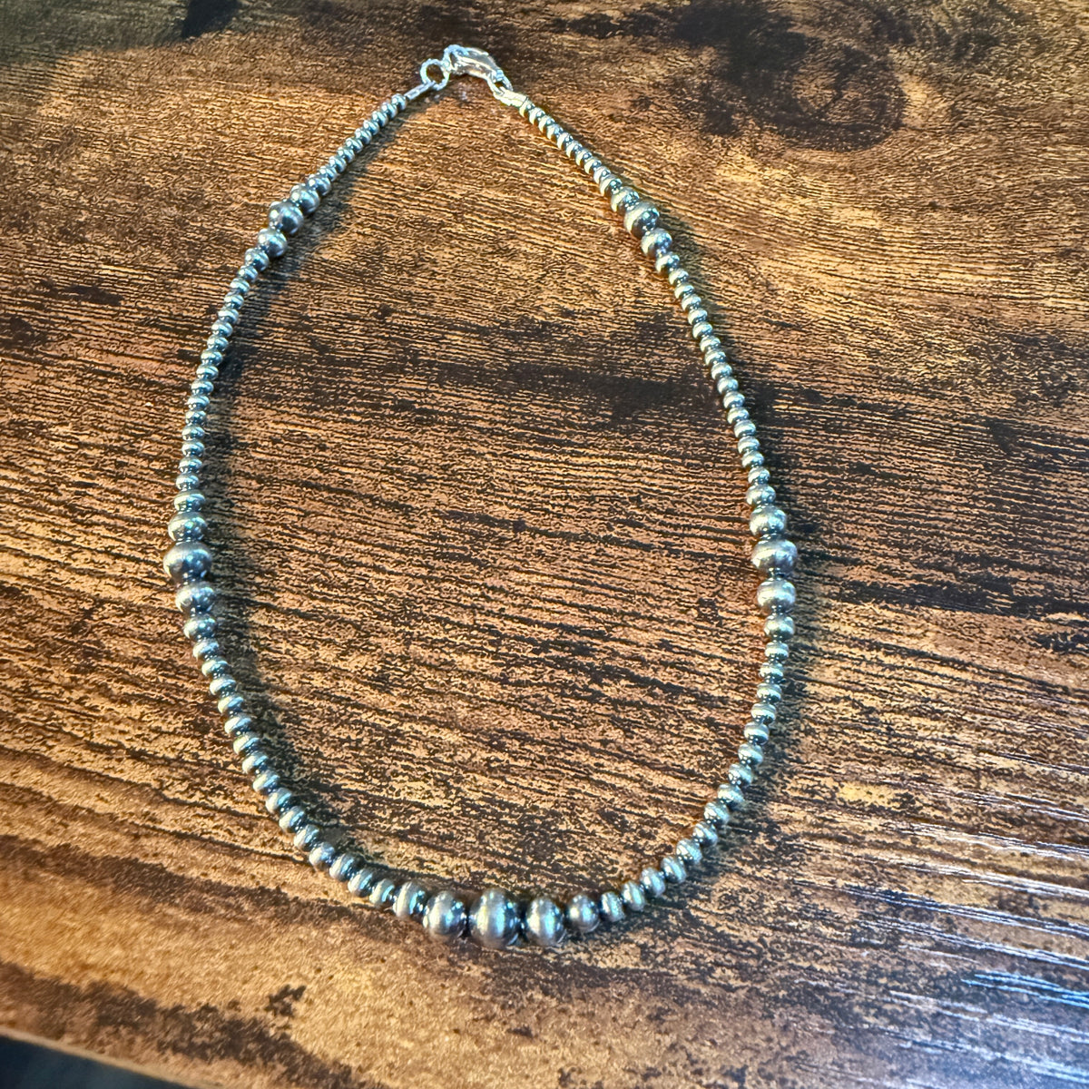 Graduated Desert Pearl Choker Necklace 3-6mm in Sterling Silver Wild West Boho