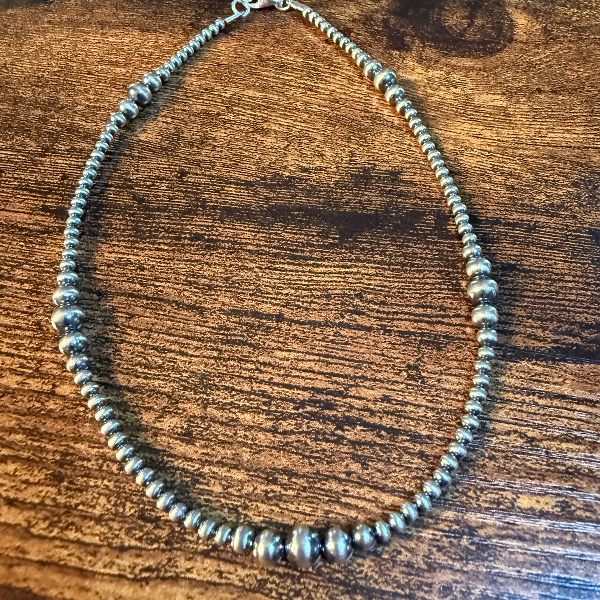 Graduated Desert Pearl Choker Necklace 3-6mm in Sterling Silver Wild West Boho