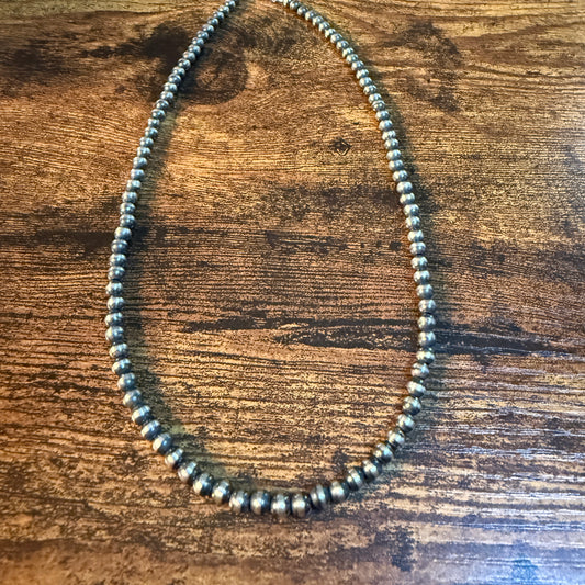 Desert Pearls Necklace  5mm 20 Inch in Oxidized Sterling Silver WildWestboho